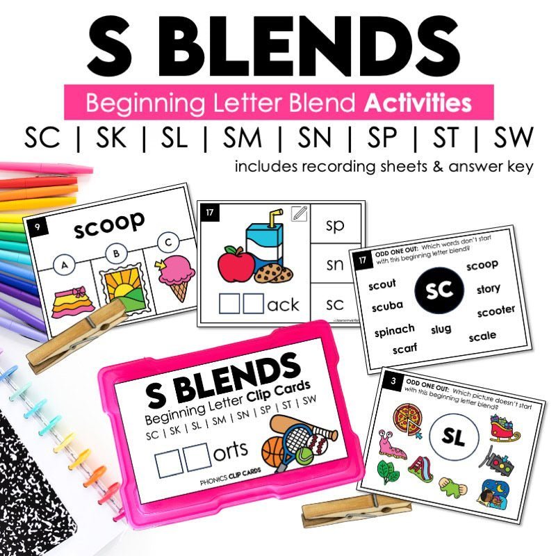 3 Fun Ways To Practice S-Blends In First Grade - Hot Chocolate Teachables