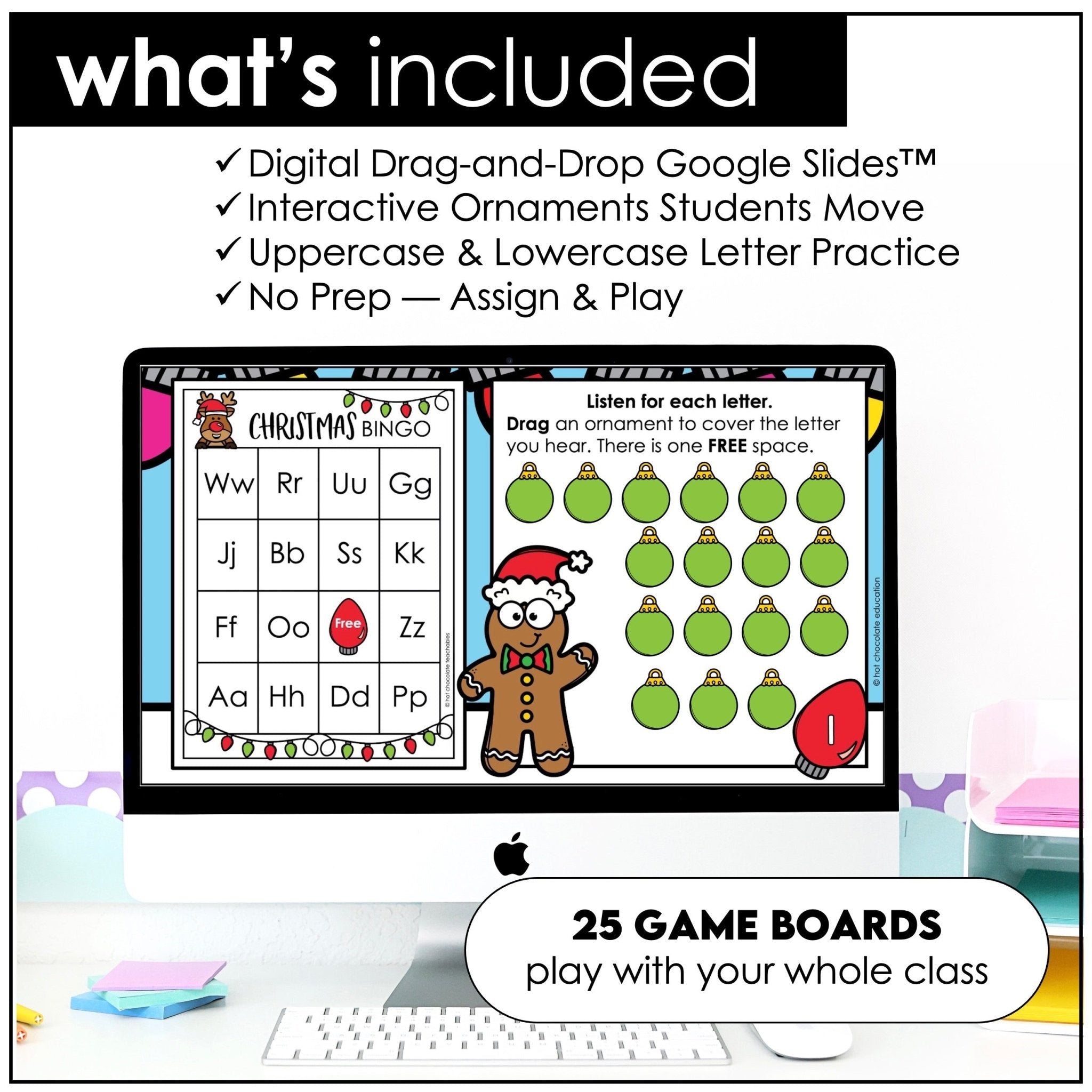 Alphabet Bingo Bundle : Digital & Print - Christmas Theme Game Boards - Hot Chocolate Teachables
