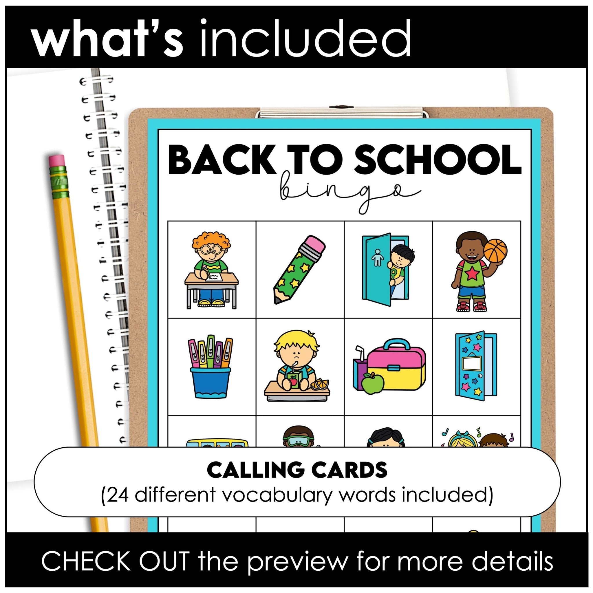 Back to School Bingo Game – Classroom Vocabulary & School Supplies (ESL/ELL) - Hot Chocolate Teachables