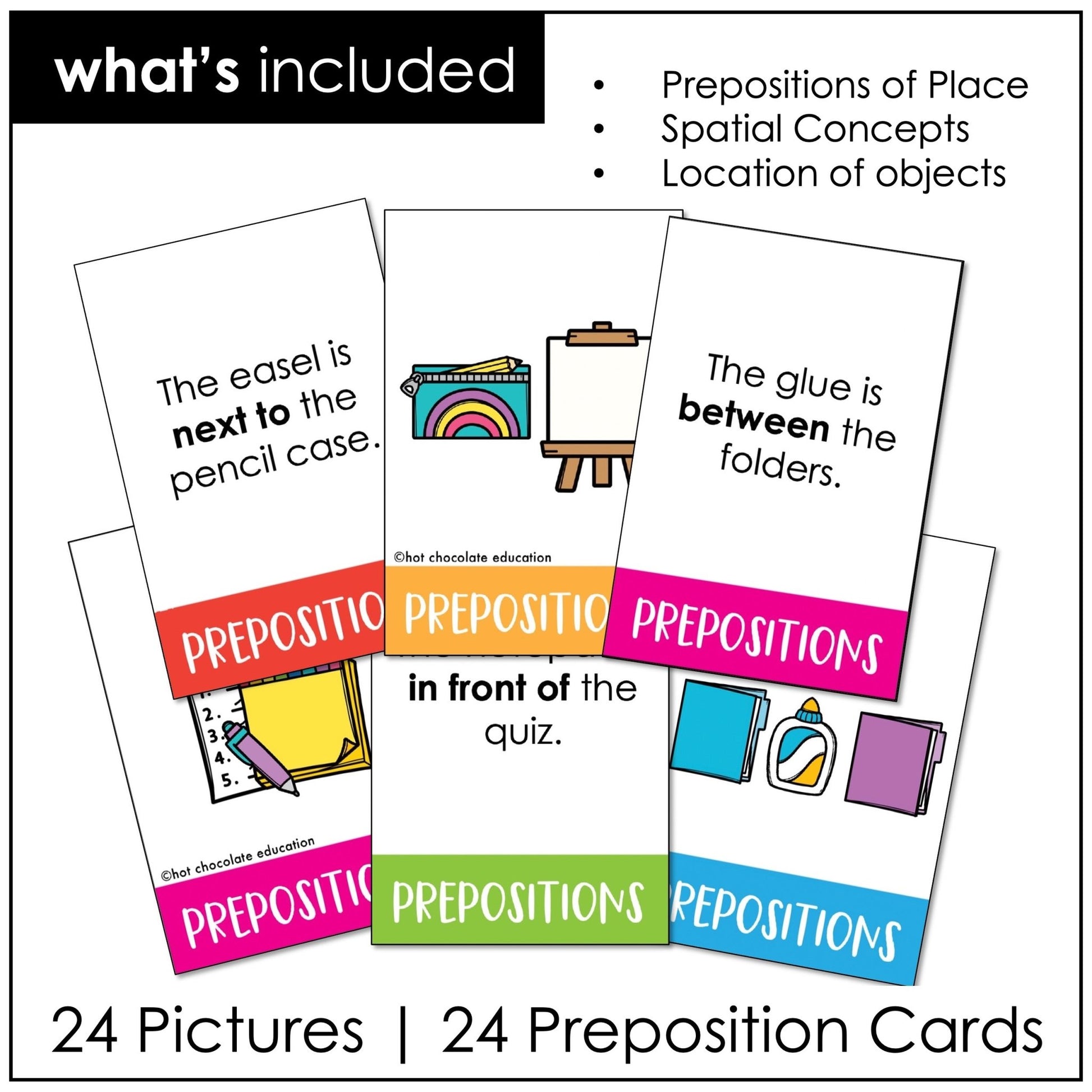 Back to School Prepositions of Place: Matching Activity Cards - Hot Chocolate Teachables
