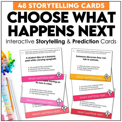 Choose What Happens Next Task Cards – Storytelling & Prediction Speaking Activity - Hot Chocolate Teachables