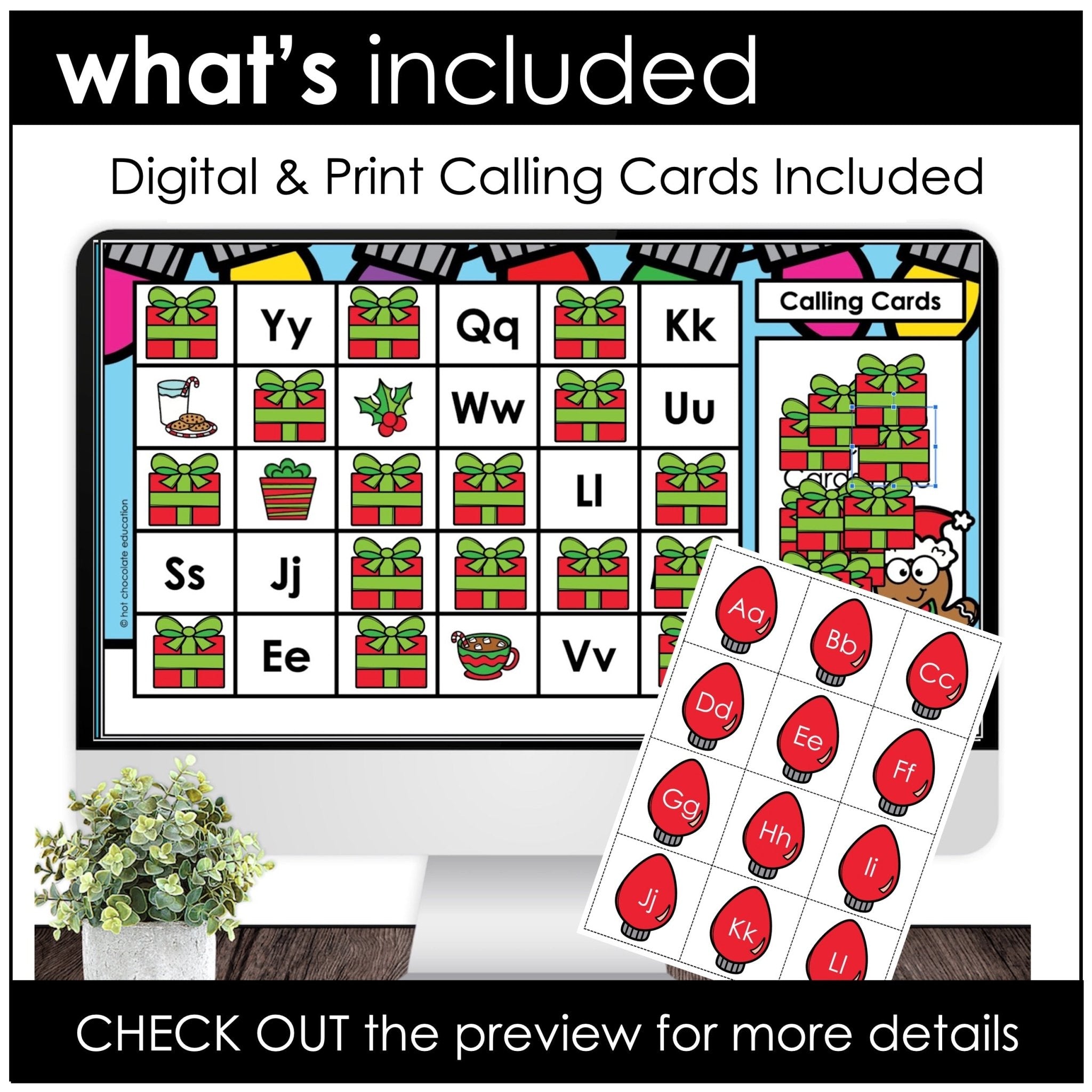 Christmas Alphabet Letter Recognition Digital Bingo Game | Google Slides™ - Hot Chocolate Teachables