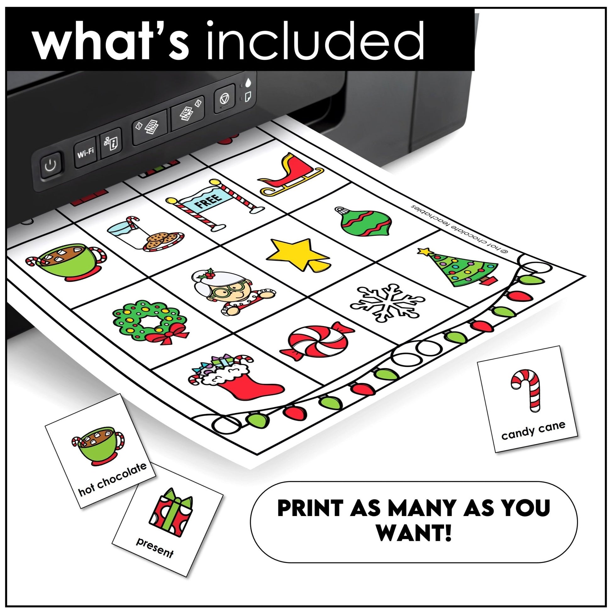 Christmas Vocabulary Building Bingo Game Cards - Hot Chocolate Teachables