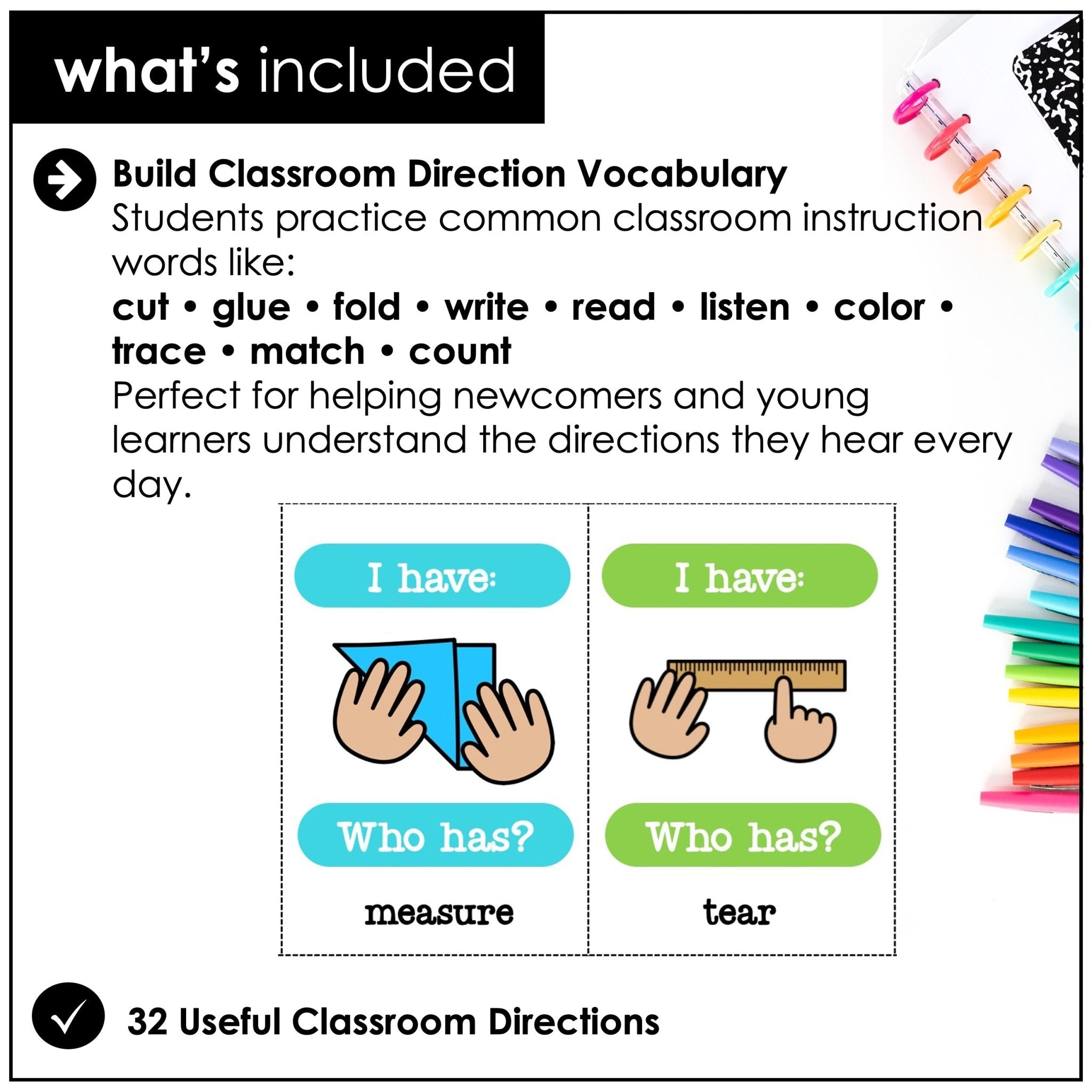 Classroom Instructions ESL Card Match Game: I have-Who Has? - Hot Chocolate Teachables