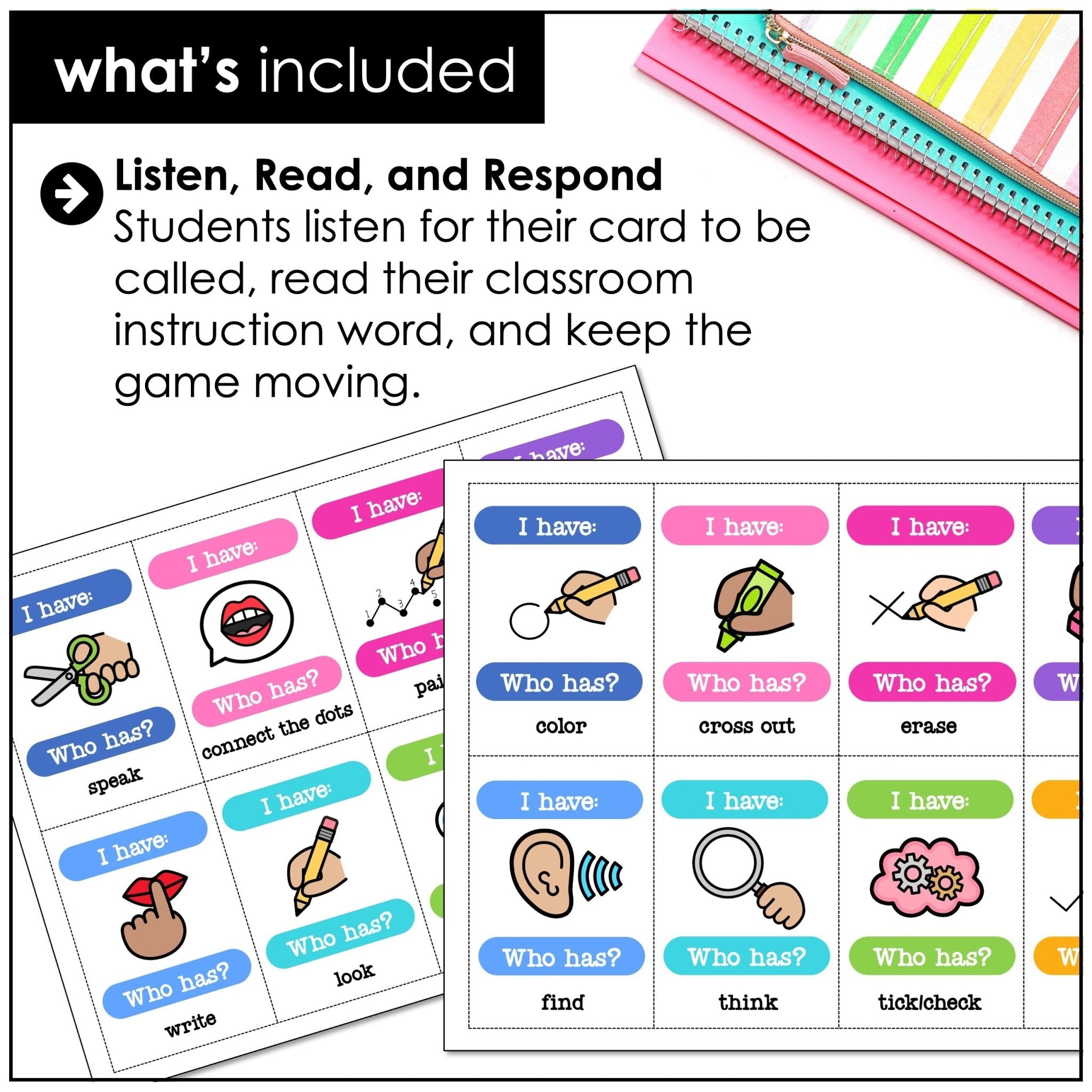 Classroom Instructions ESL Card Match Game: I have-Who Has? - Hot Chocolate Teachables