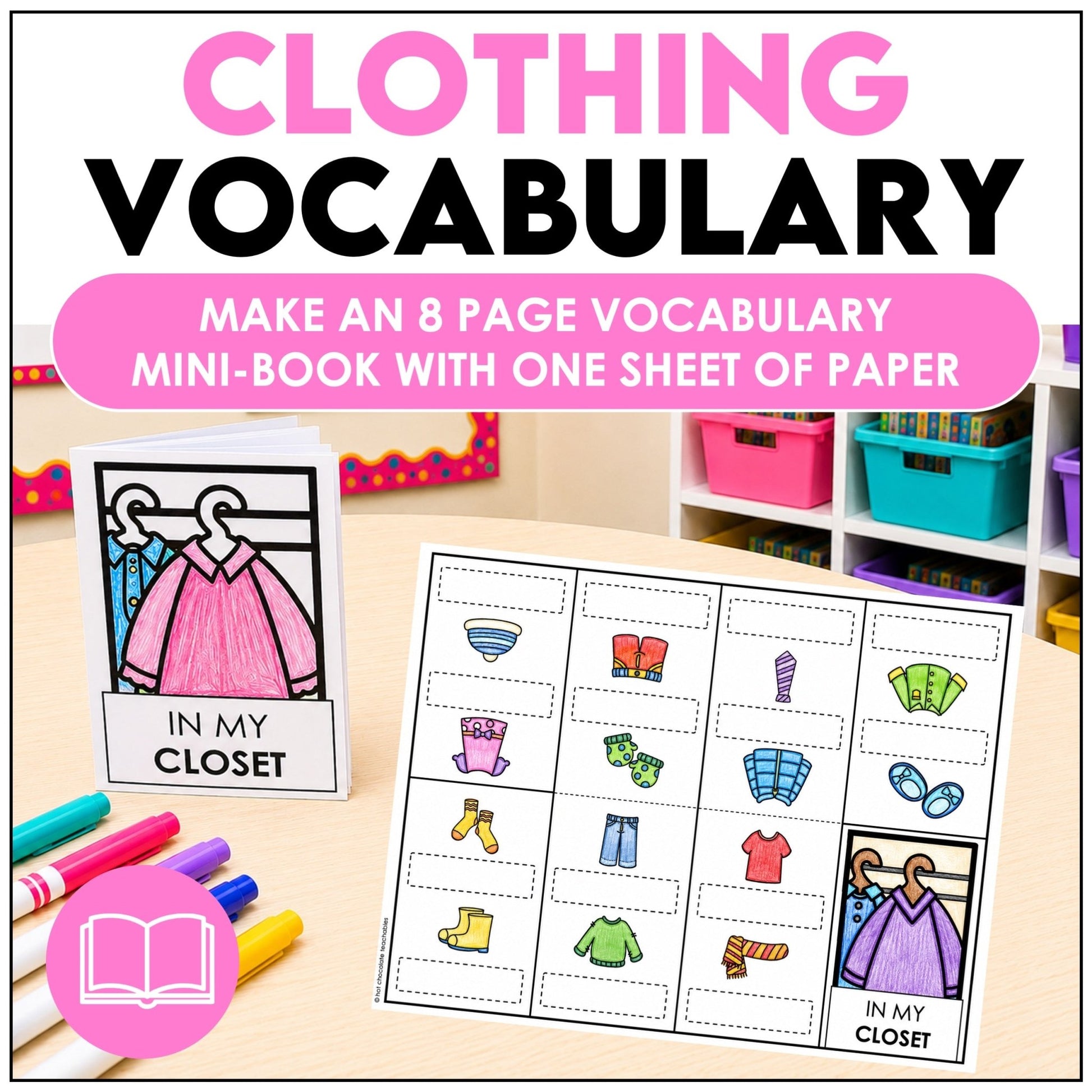 Clothing Vocabulary Mini-Book – ESL Picture Dictionary for Basic Clothes Words - Hot Chocolate Teachables