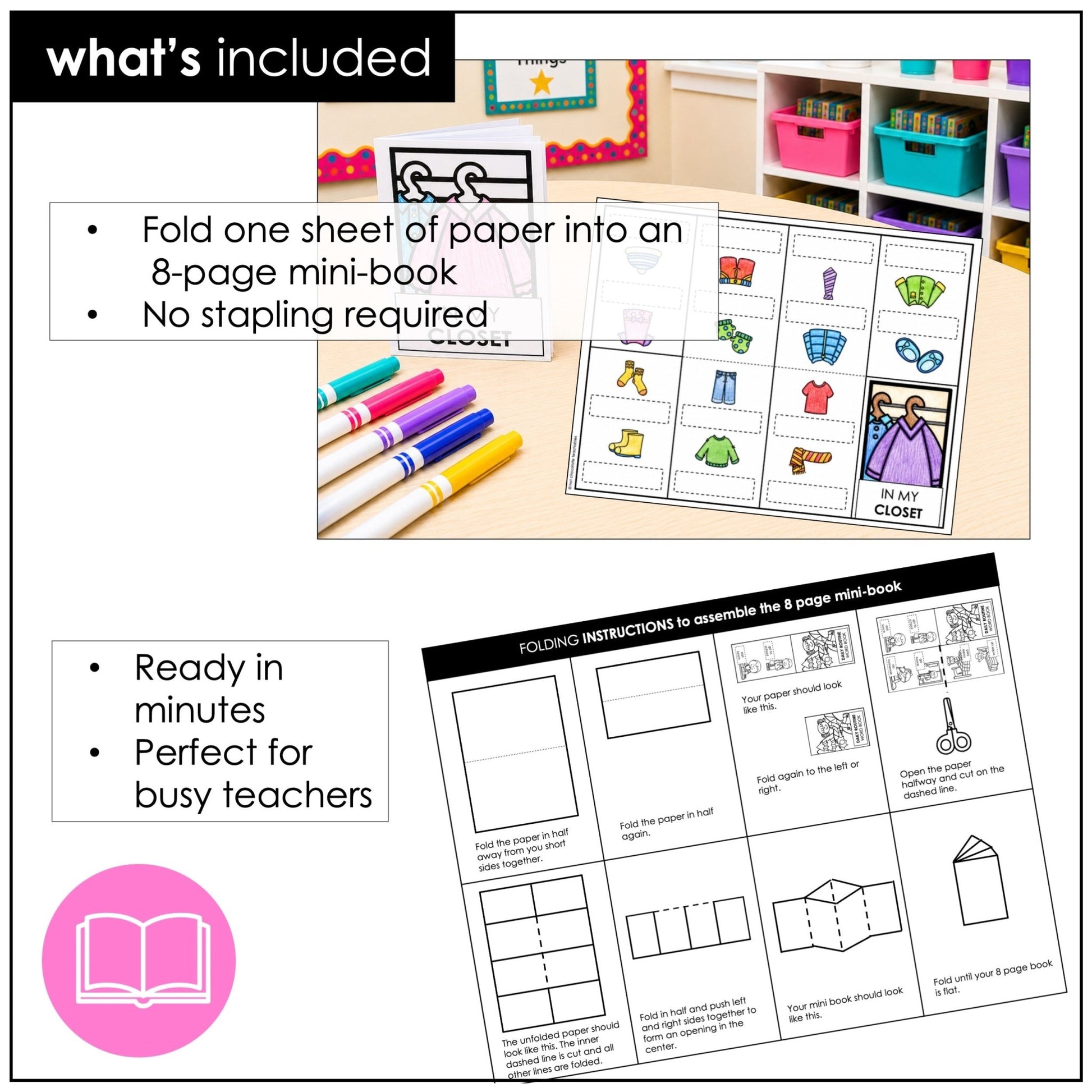 Clothing Vocabulary Mini-Book – ESL Picture Dictionary for Basic Clothes Words - Hot Chocolate Teachables