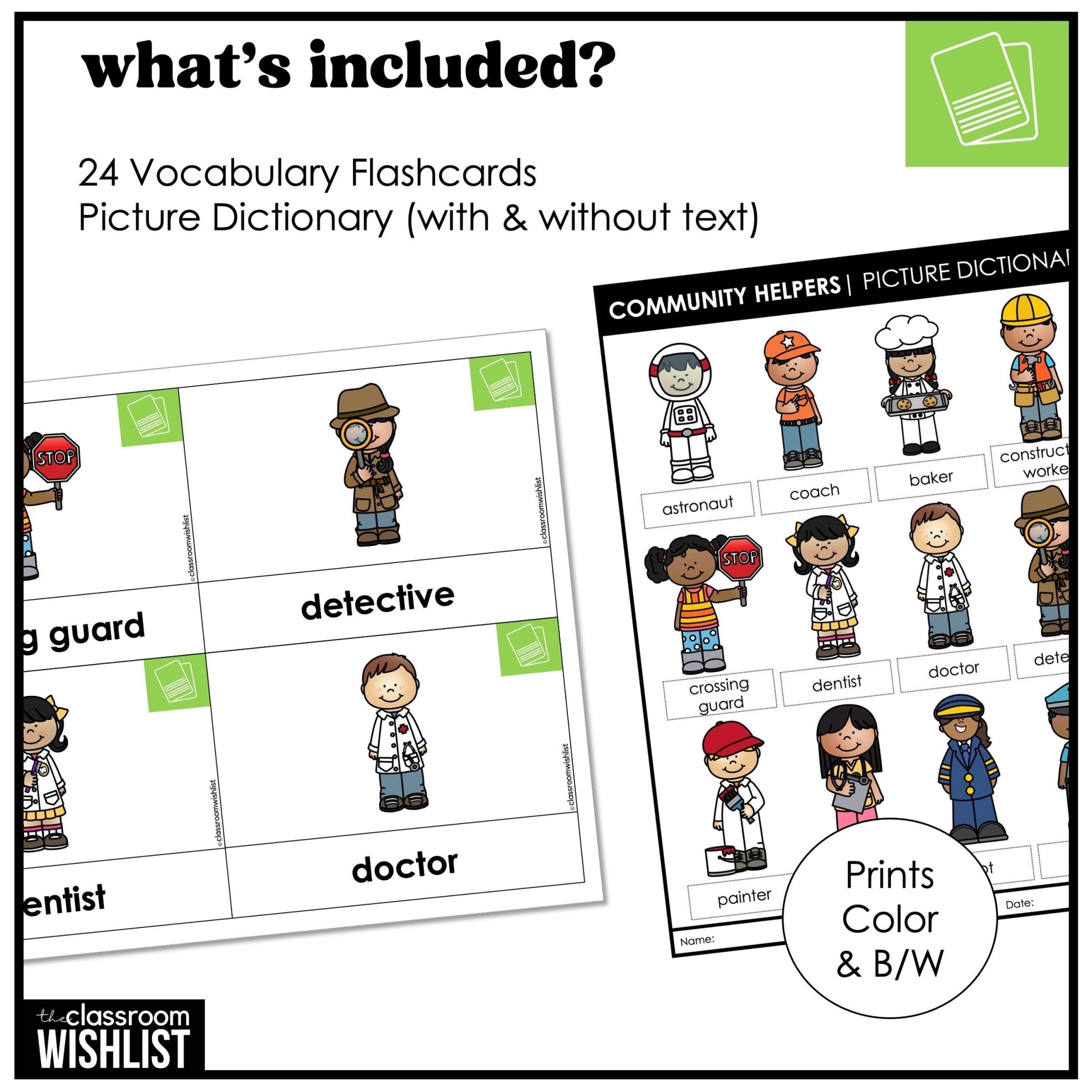 Community Helpers Flashcard Bundle | Flash Cards & Picture Dictionary ESL | ELL - Hot Chocolate Teachables