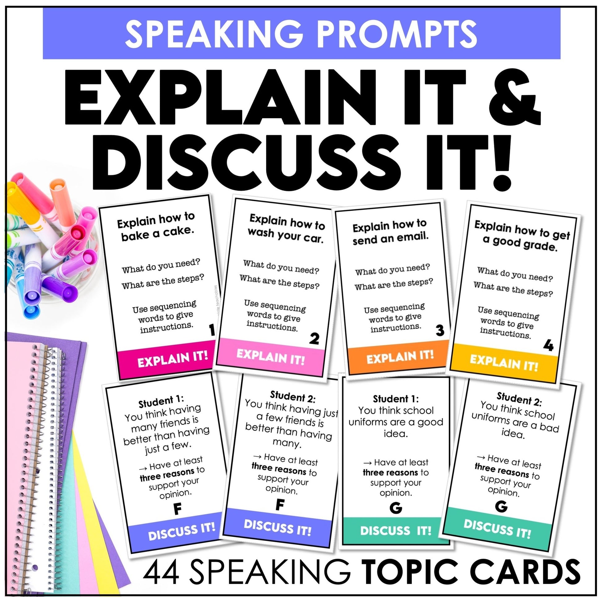 Conversation Card Bundle: Over 700 questions for speaking practice - Hot Chocolate Teachables