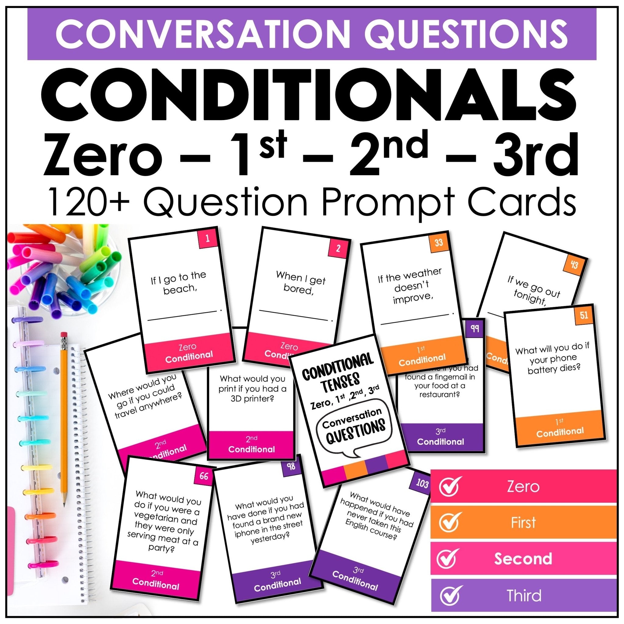 Conversation Card Bundle: Over 700 questions for speaking practice - Hot Chocolate Teachables