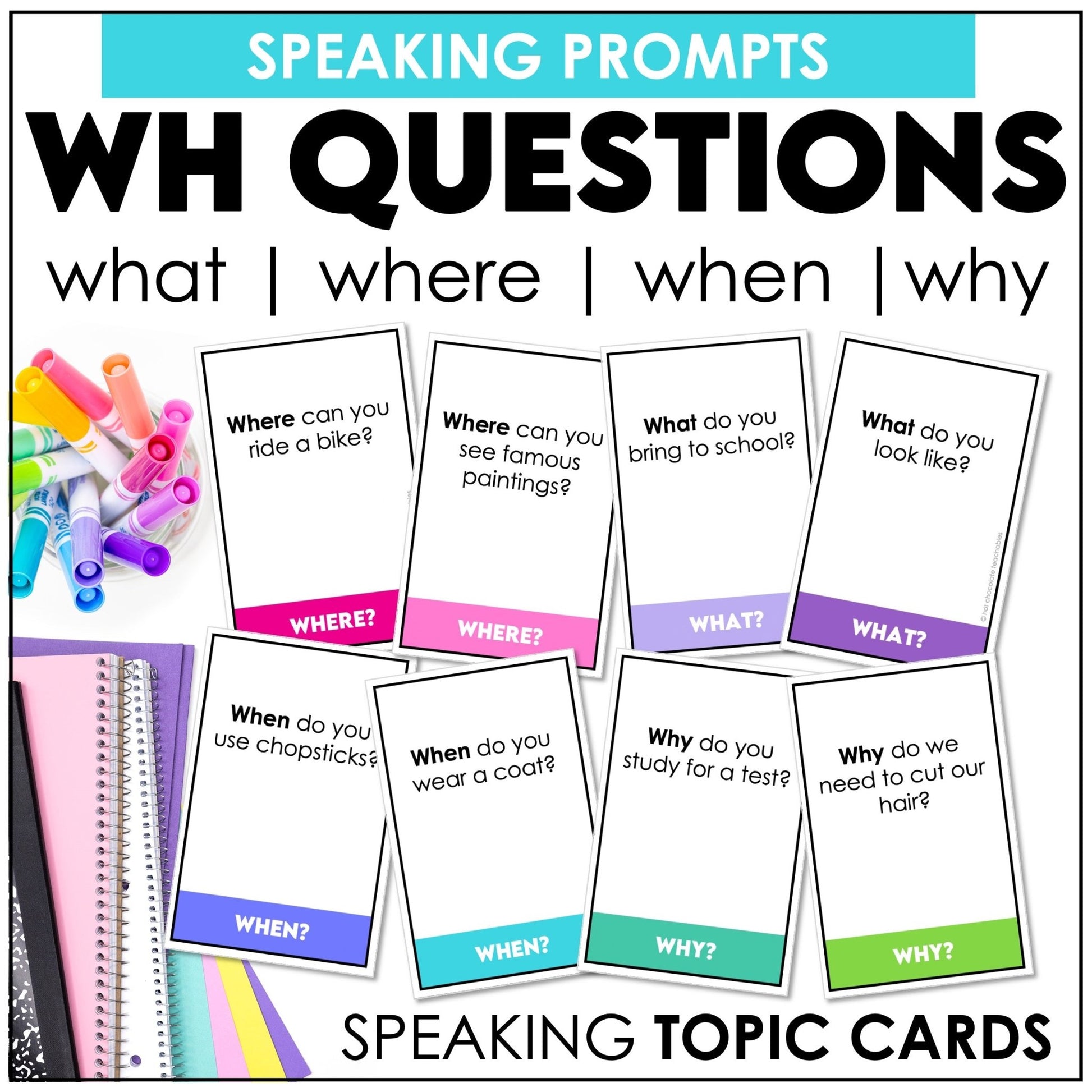 Conversation Card Bundle: Over 700 questions for speaking practice - Hot Chocolate Teachables