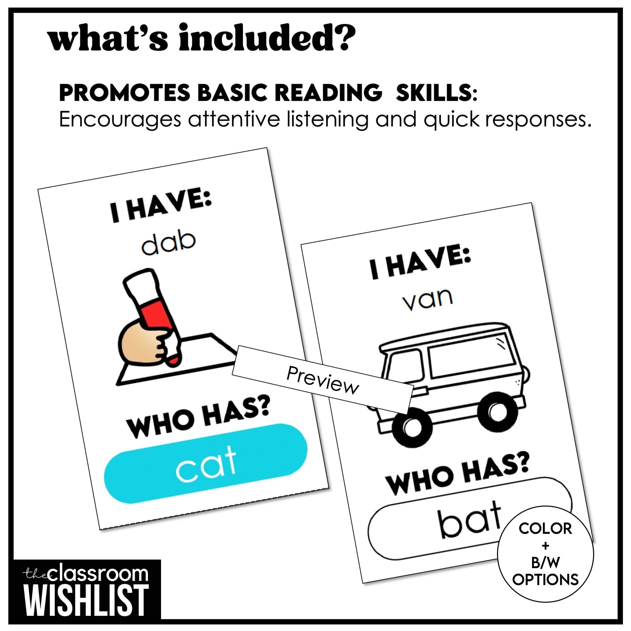 CVC Words I Have, Who Has? Card Game Bundle | Short Vowels A, E, I, O, U - Hot Chocolate Teachables