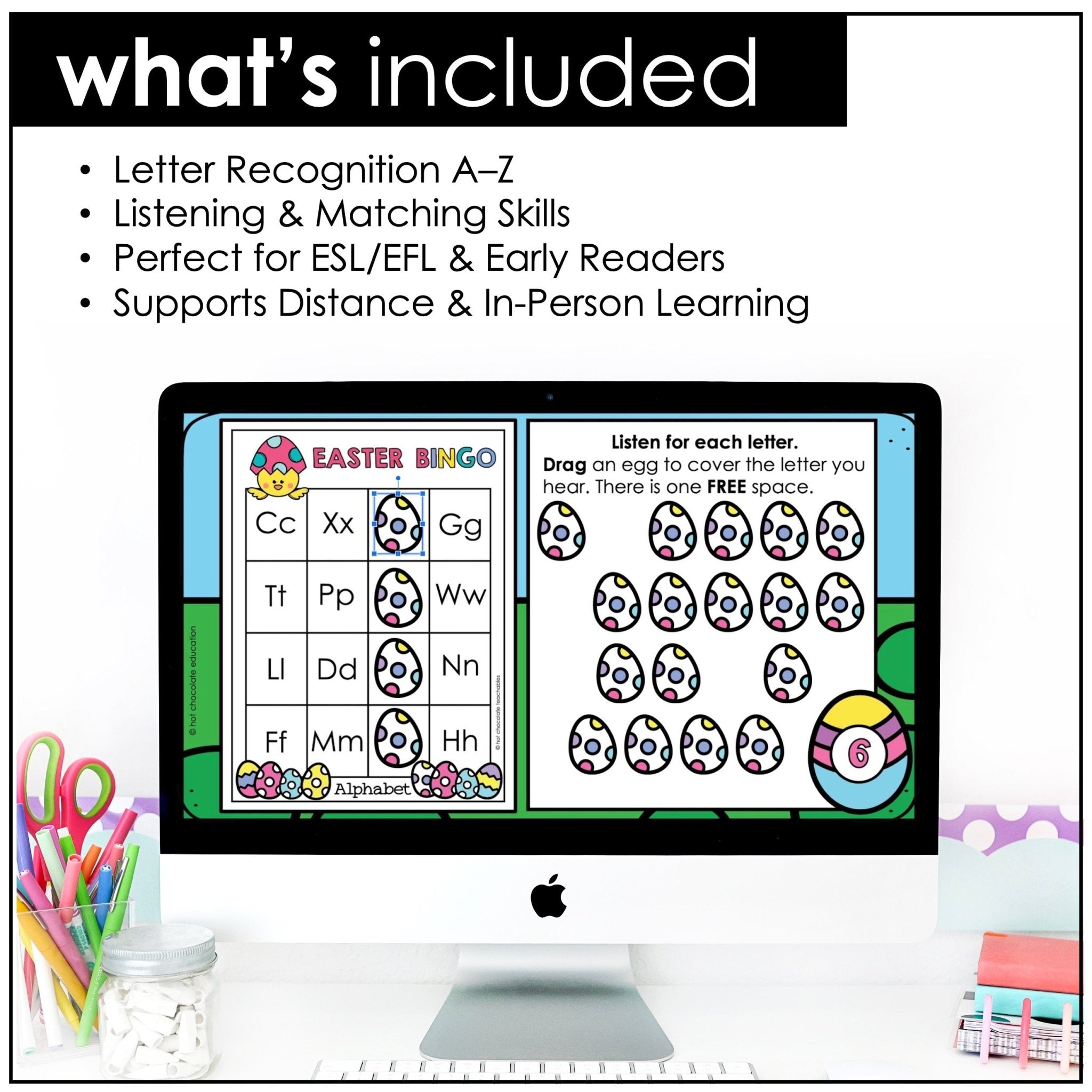 Easter Alphabet Letter Recognition Bingo – Print & Digital Bundle - Hot Chocolate Teachables