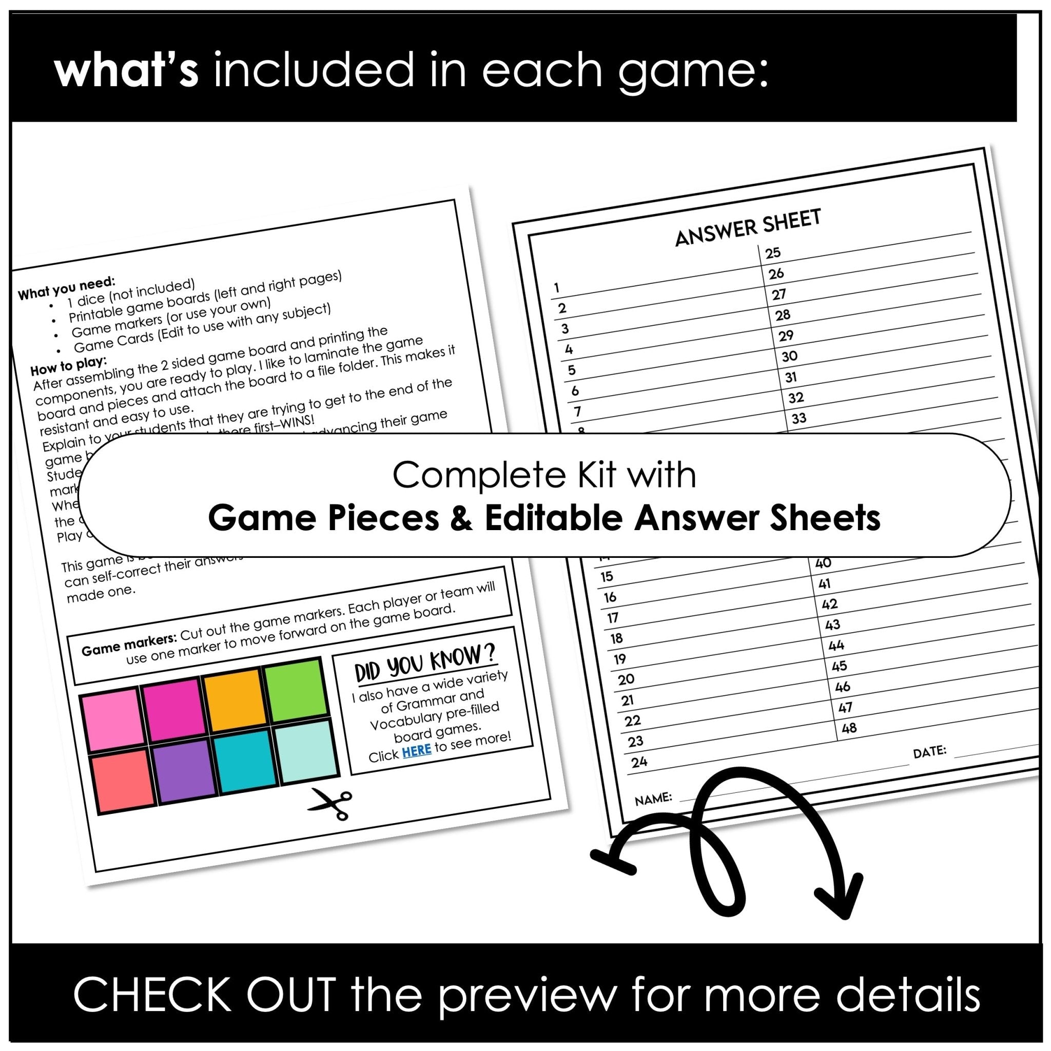 Editable Board Game Templates - Customize Blank Playing Cards in PowerPoint - Hot Chocolate Teachables