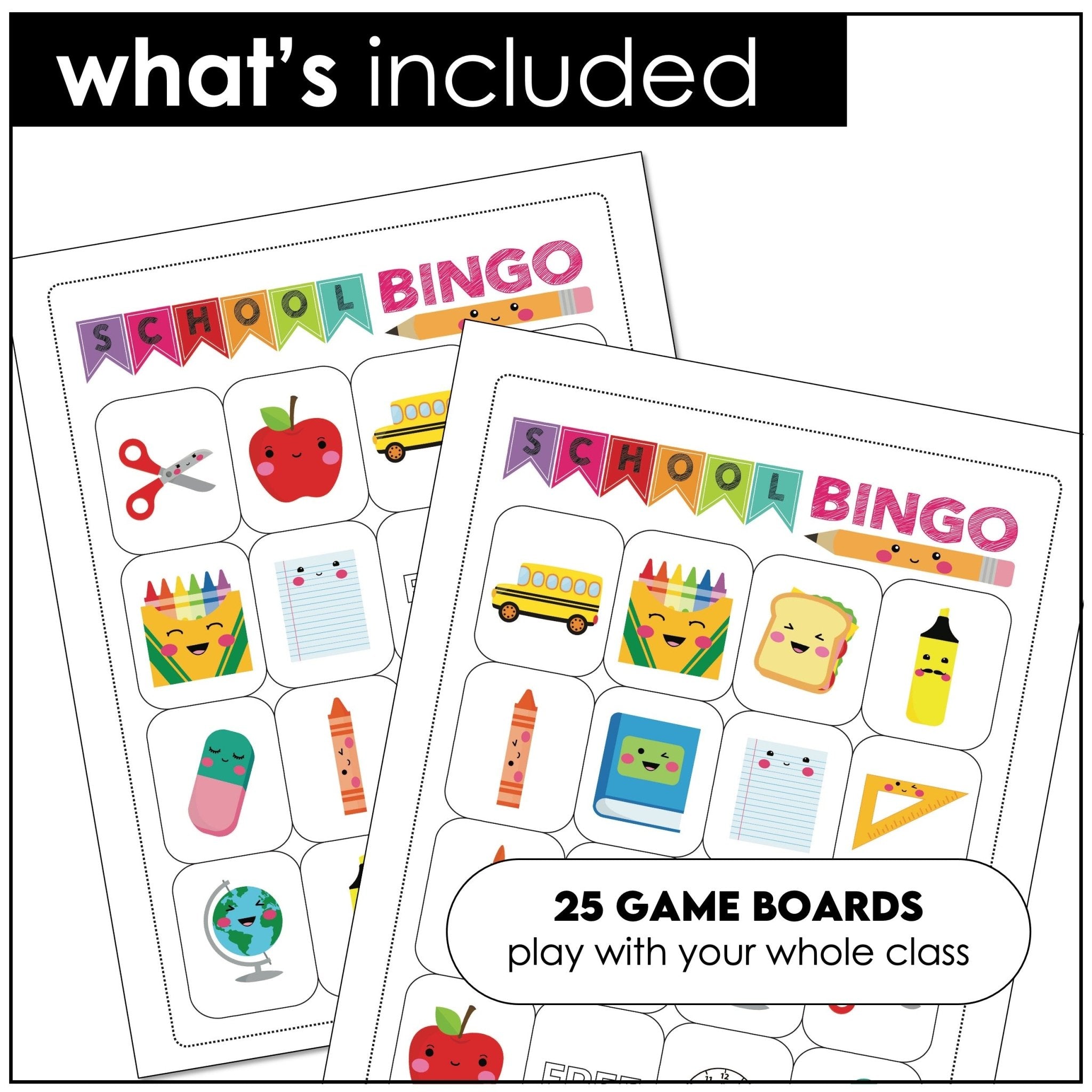 ESL Classroom Vocabulary School Supplies Bingo and Flashcard Set - Hot Chocolate Teachables