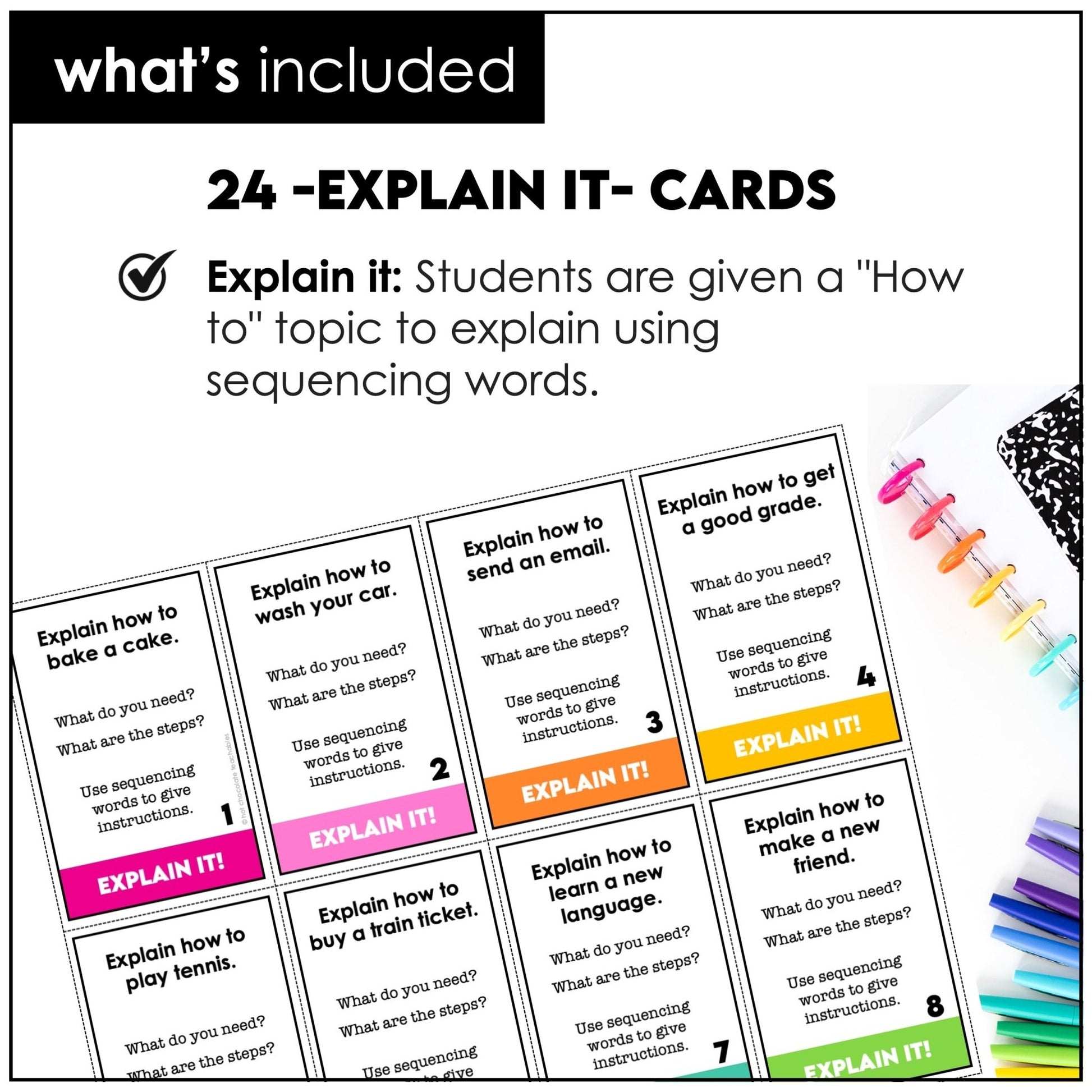 ESL Speaking Prompts – Discussion Activity Cards to Explain & Discuss Topics - Hot Chocolate Teachables