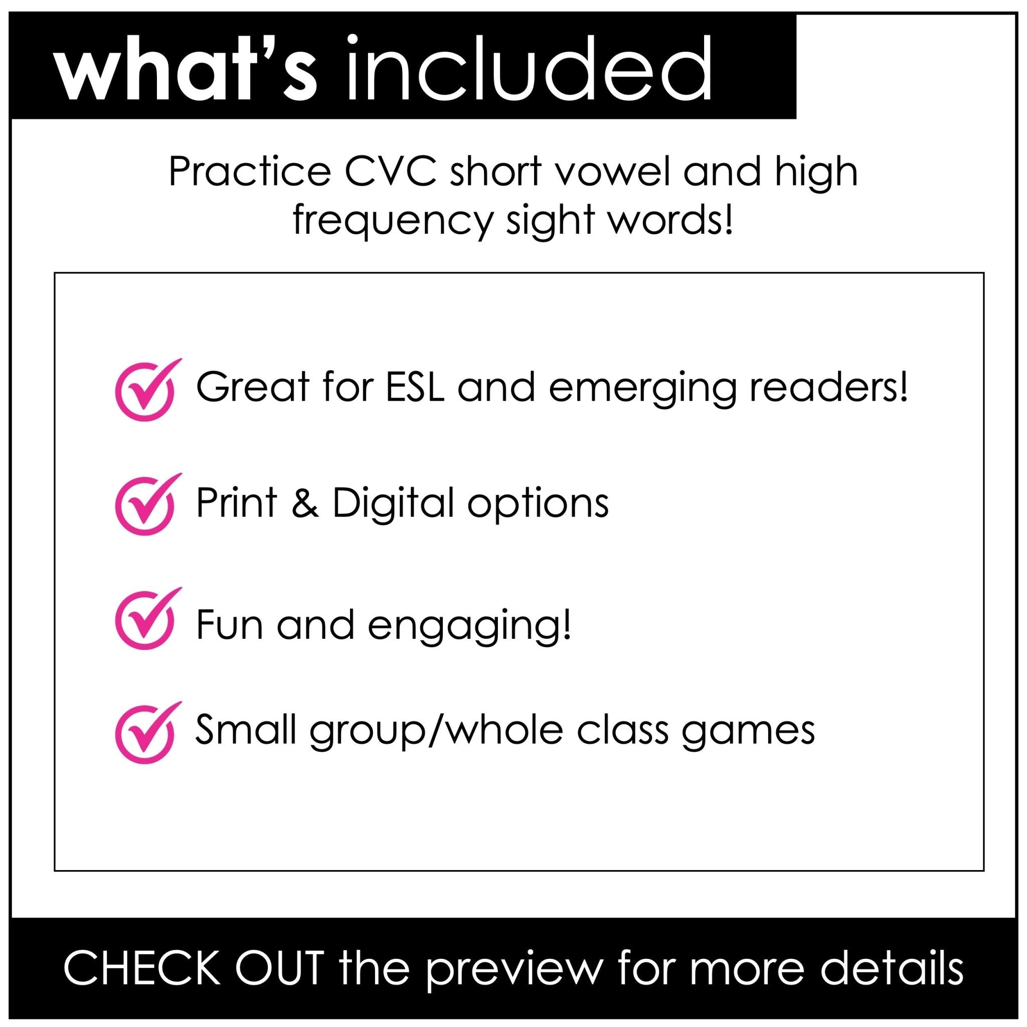 Games Bundle | Sight Words and CVC Short Vowel a - e - i - o - u - Hot Chocolate Teachables