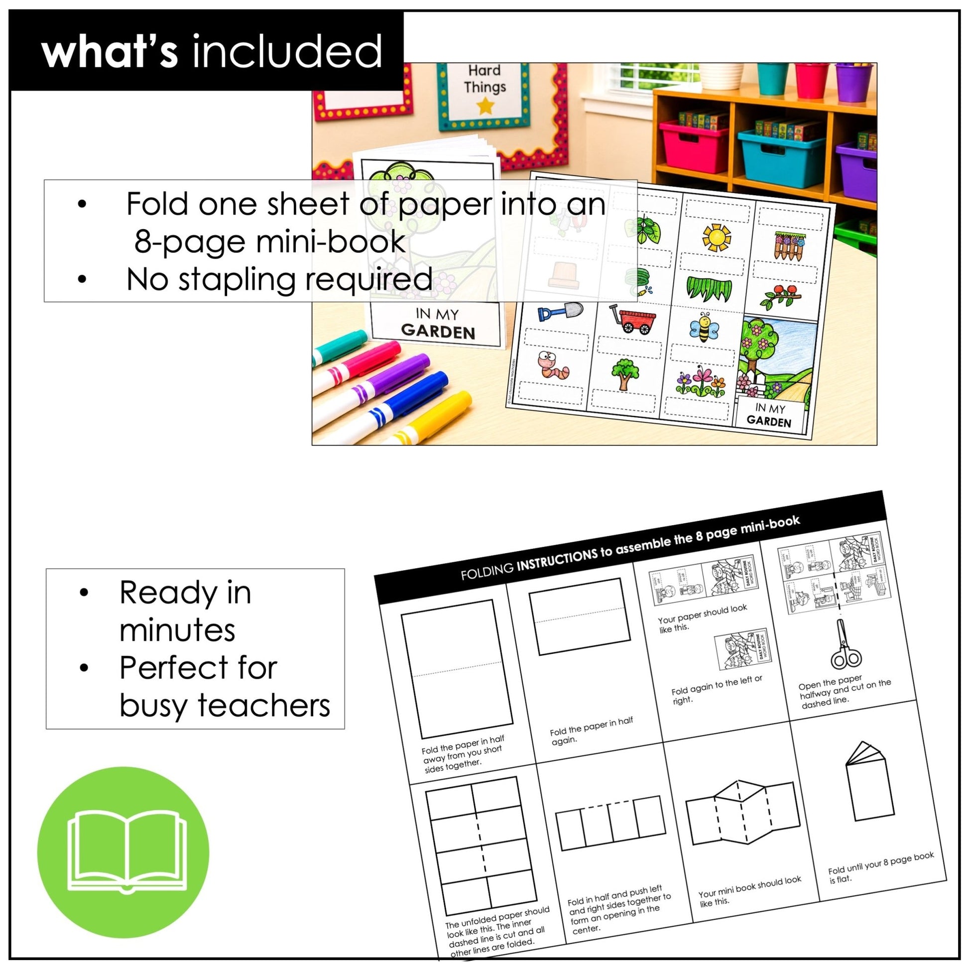 Garden Vocabulary Mini-Book | Basic Outdoor Vocabulary Picture Dictionary - Hot Chocolate Teachables