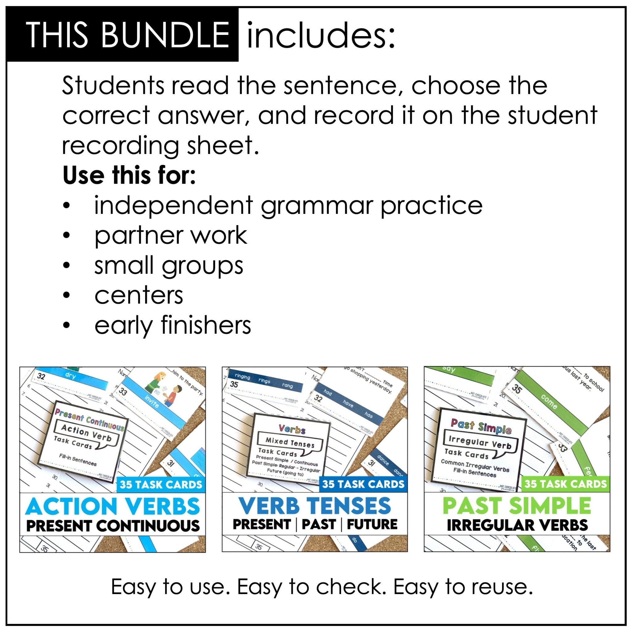 Grammar & Vocabulary Task Card Bundle - Hot Chocolate Teachables