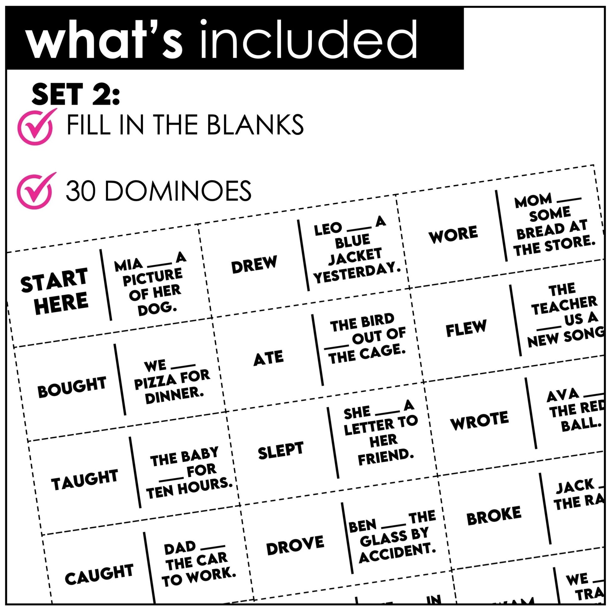 Irregular Past Tense Verb Dominoes – ESL Grammar Game for 2nd Grade - Hot Chocolate Teachables