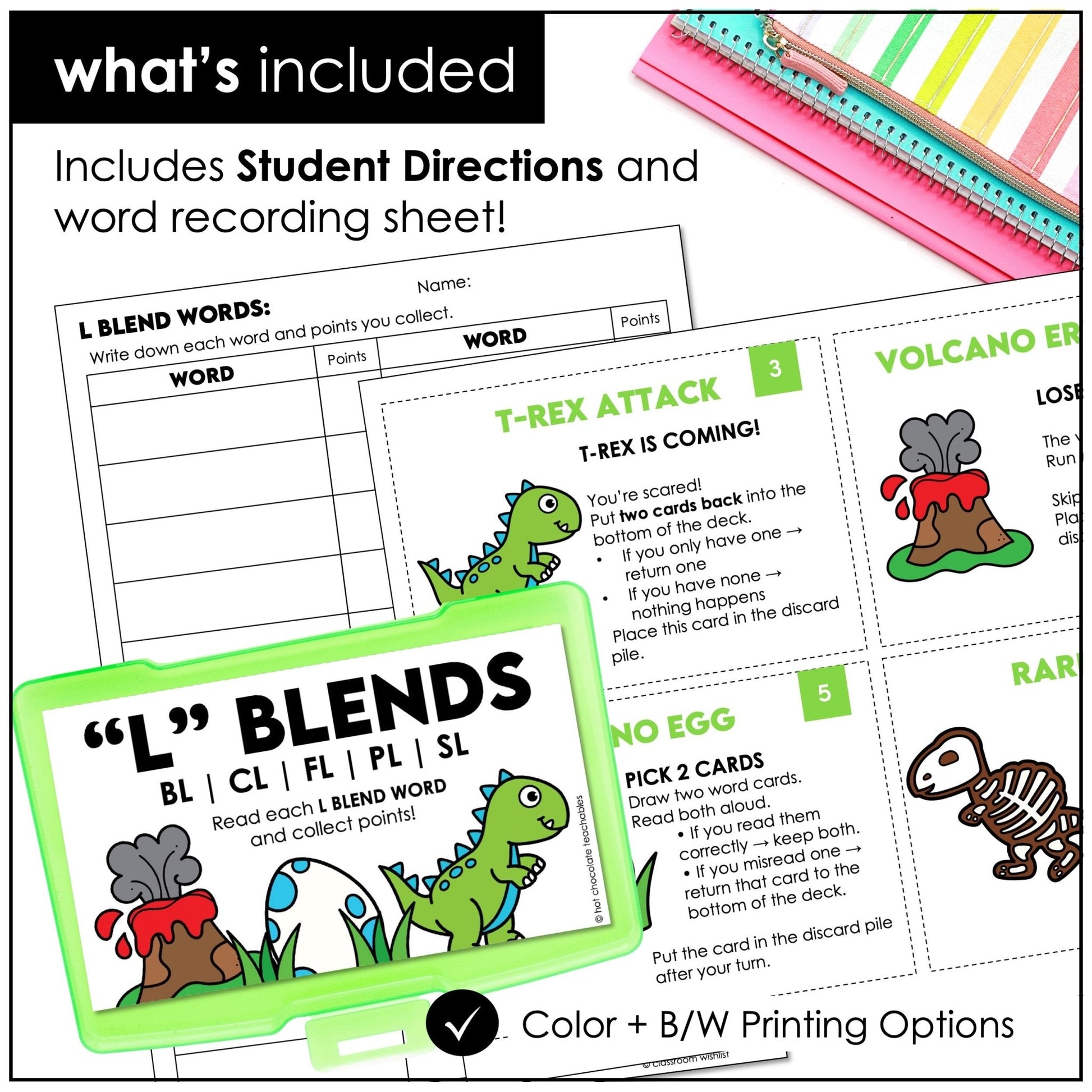 L Blends Card Game – Beginning Blends BL, CL, FL, GL, PL, SL Phonics Practice - Hot Chocolate Teachables