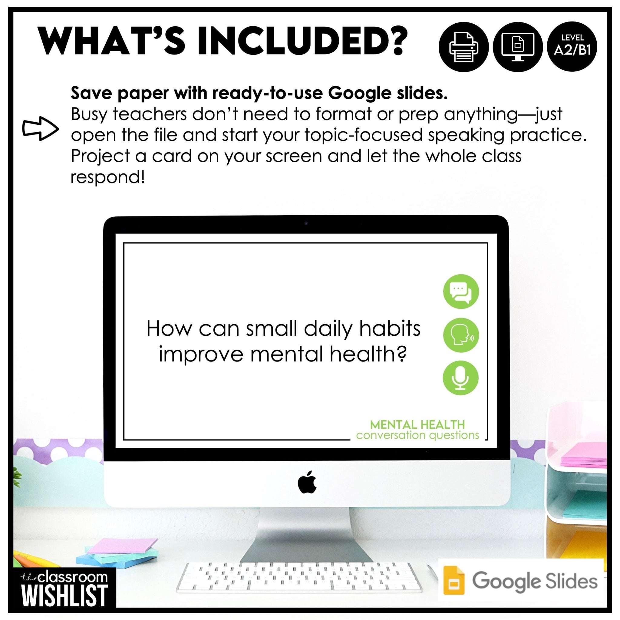 Mental Health & Well - Being Conversation Question Cards | 60 Discussion Prompts - Hot Chocolate Teachables