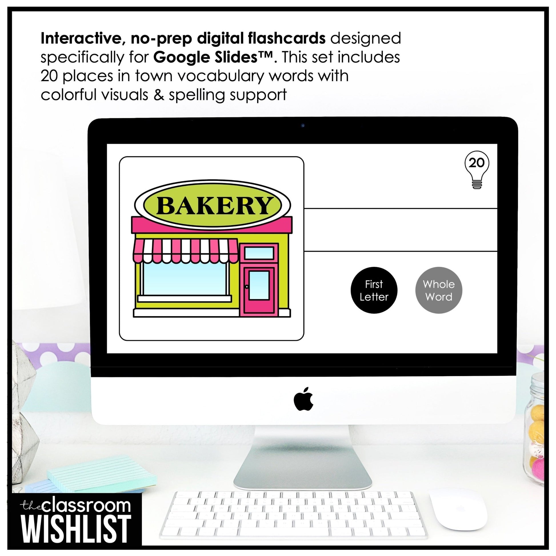 Places in a Town - Digital Flashcards & Picture Dictionary for Google Slides™ - Hot Chocolate Teachables