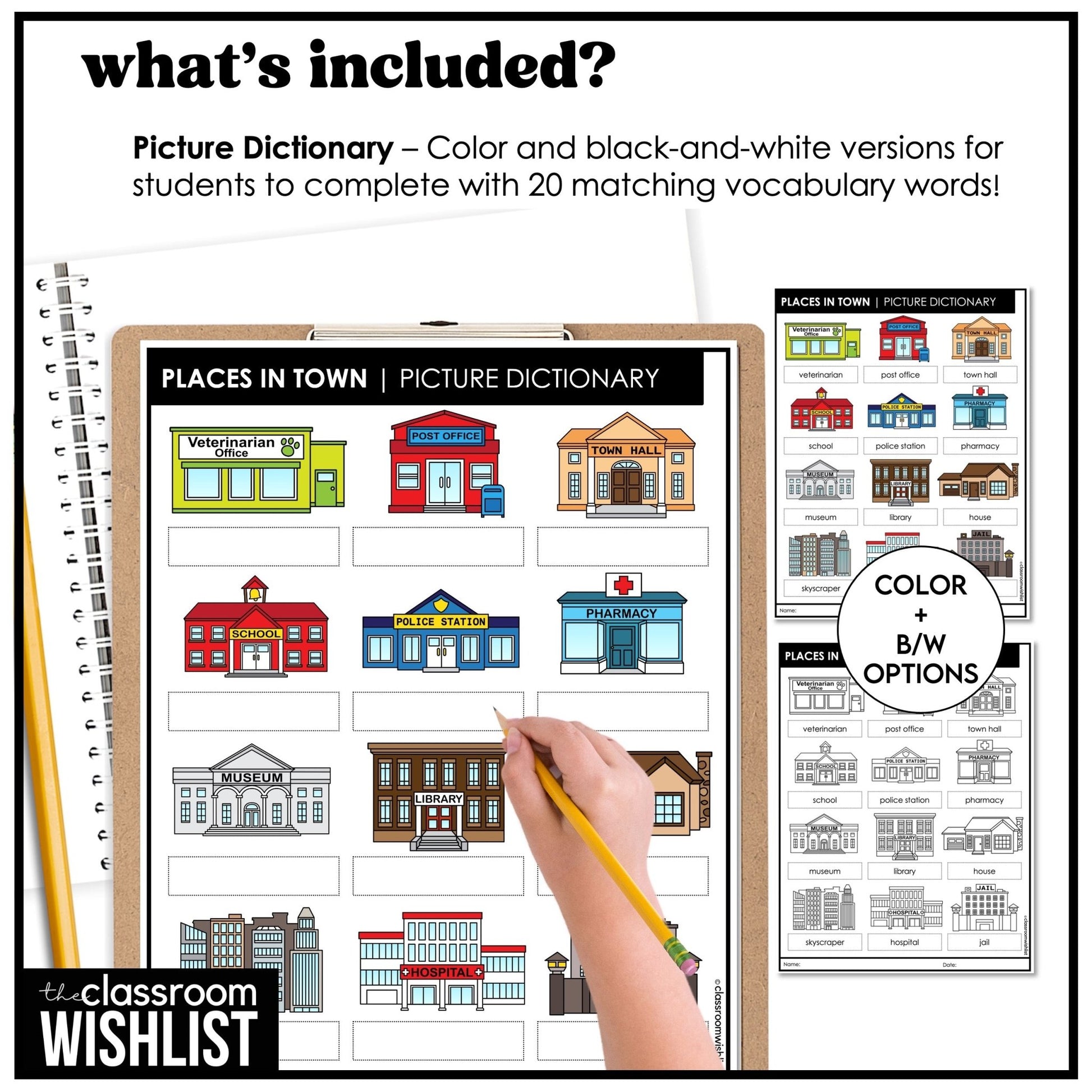 Places in a Town - Digital Flashcards & Picture Dictionary for Google Slides™ - Hot Chocolate Teachables