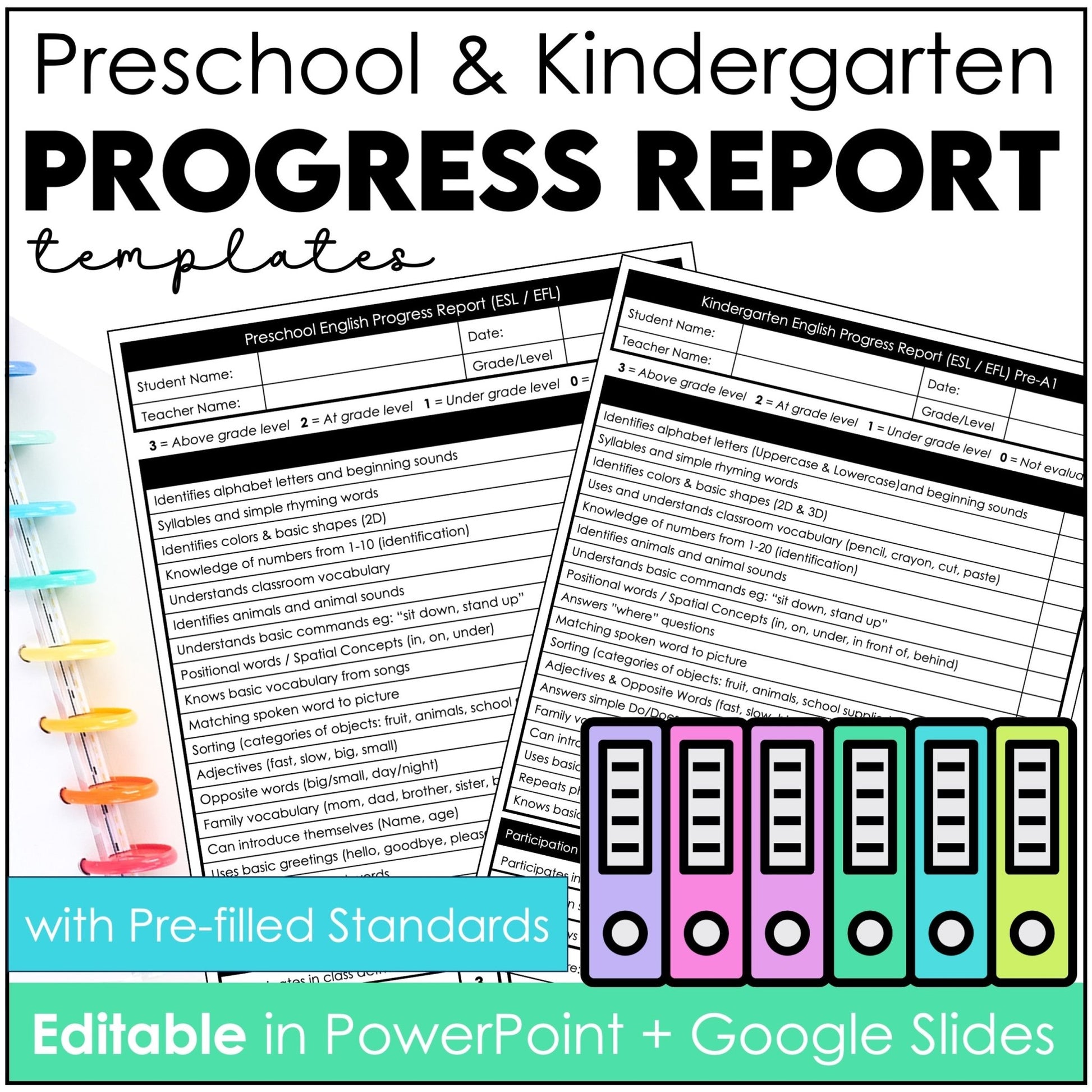 Preschool & Kindergarten ESL/EFL Progress Reports – Editable for Young Learners - Hot Chocolate Teachables