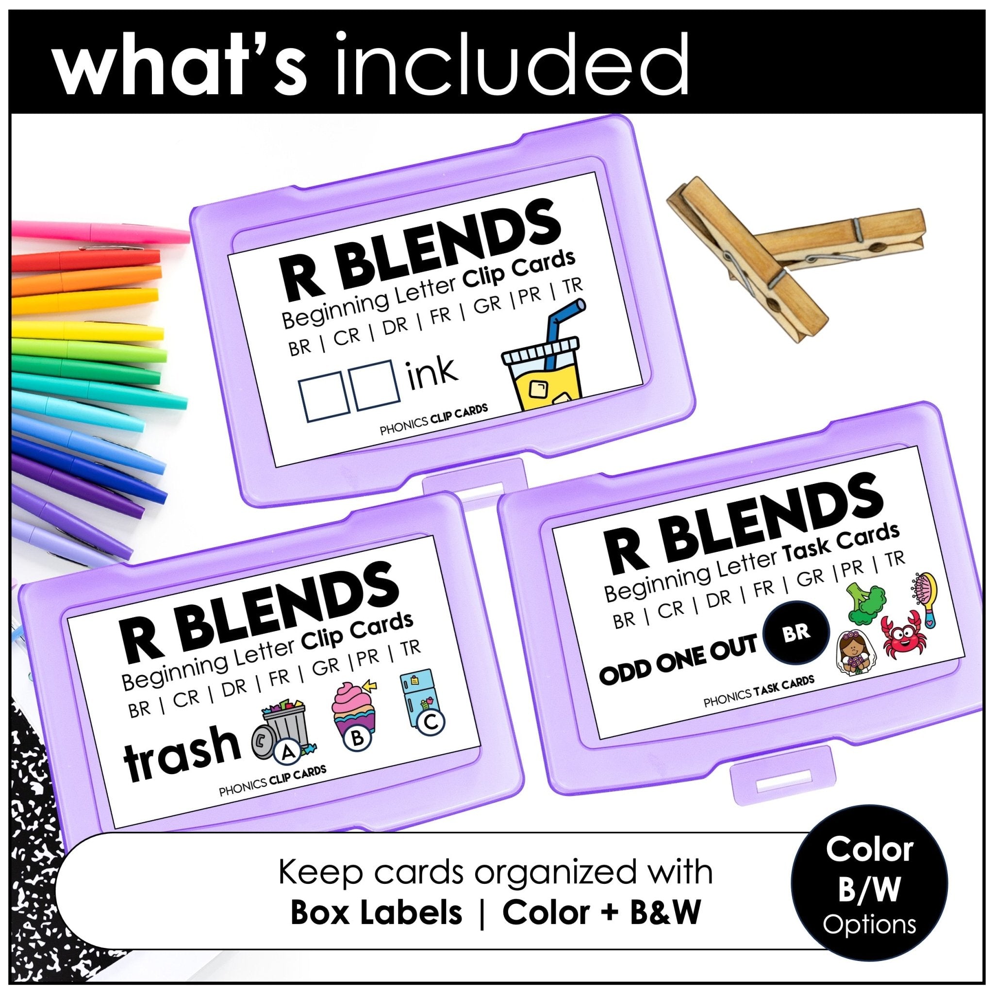 R Blends Task Cards – Beginning Letter Blends BR, CR, DR, FR, GR, PR, TR Phonics - Hot Chocolate Teachables