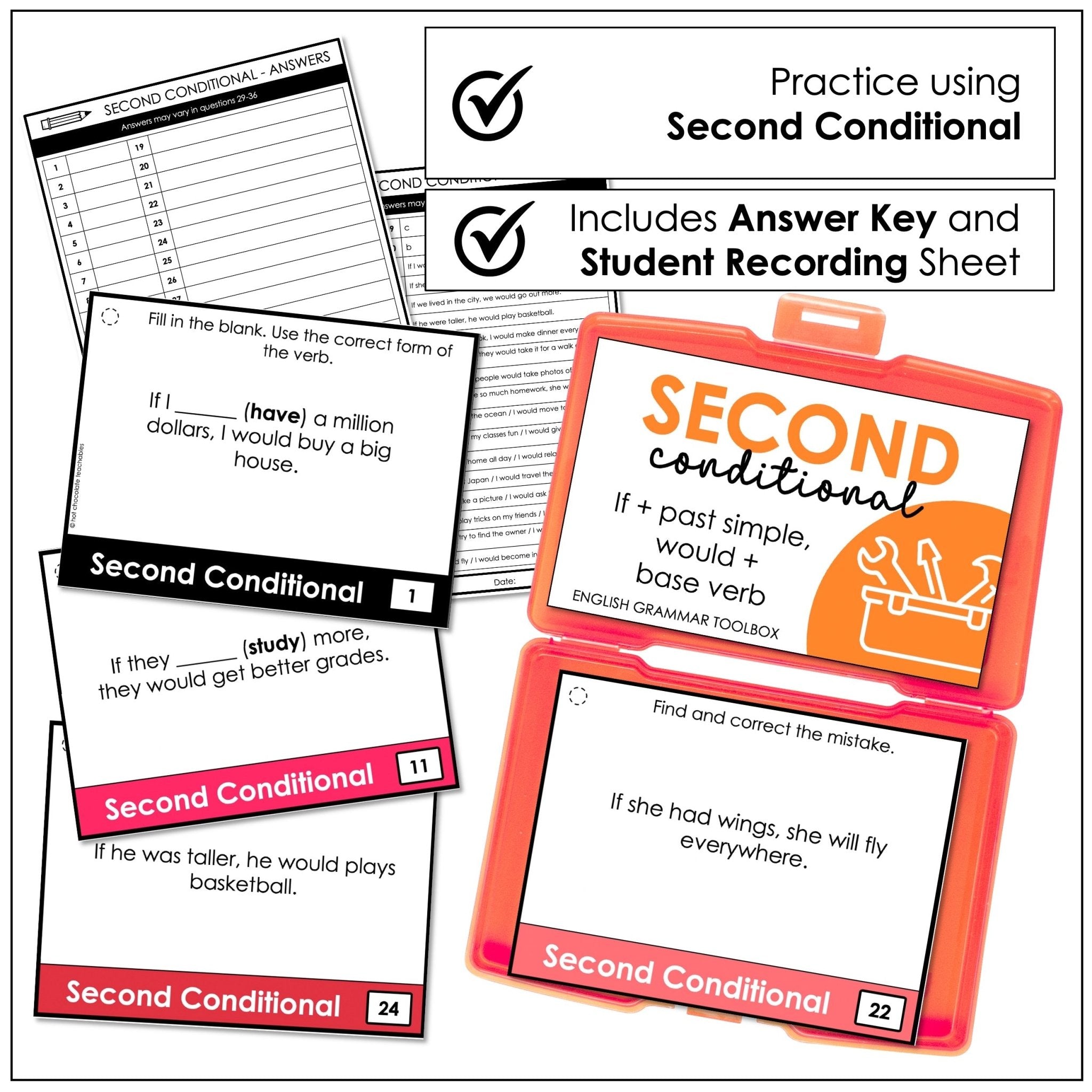 Second Conditional Task Cards – If Clauses Grammar Activities (ESL B1–B2) - Hot Chocolate Teachables