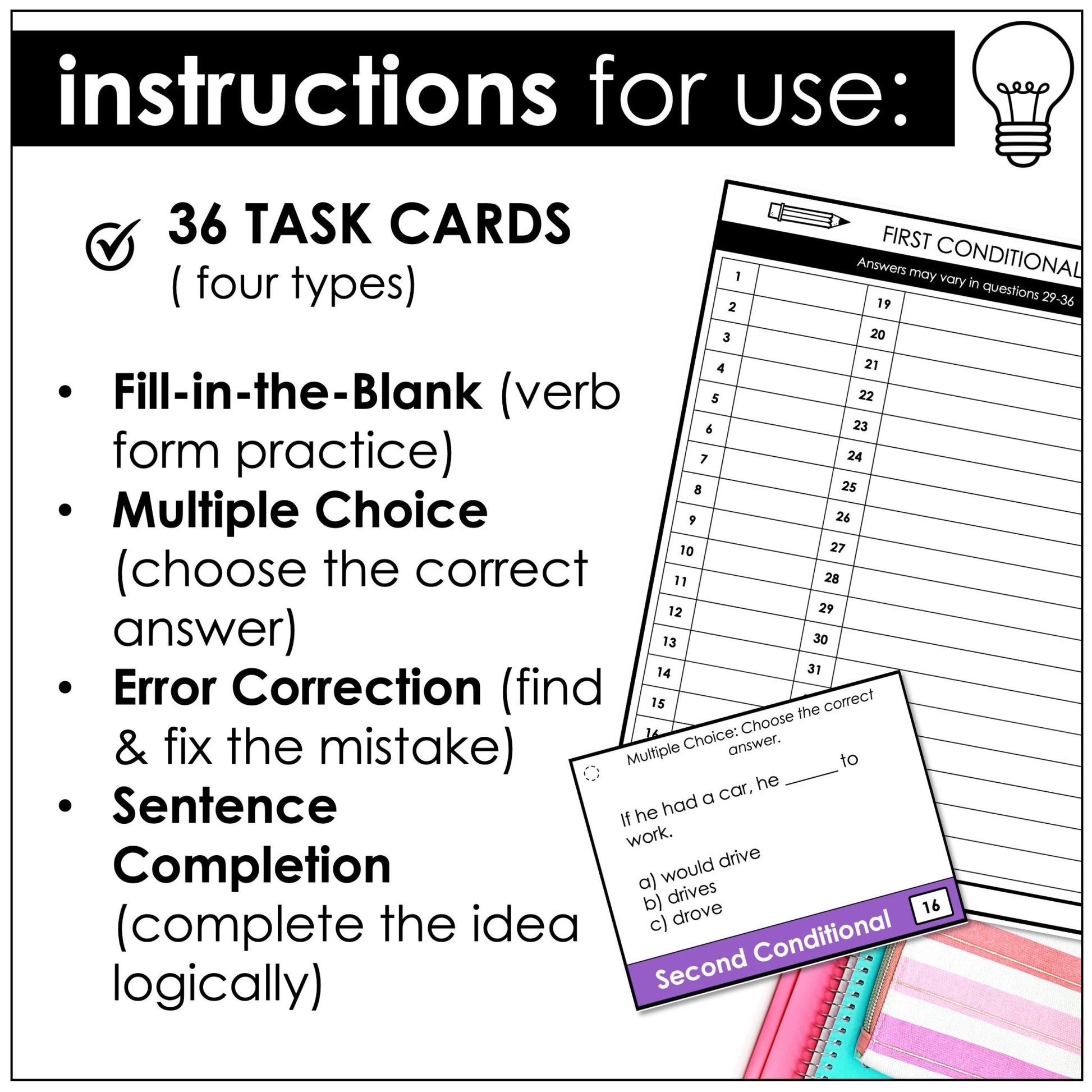 Second Conditional Task Cards – If Clauses Grammar Activities (ESL B1–B2) - Hot Chocolate Teachables
