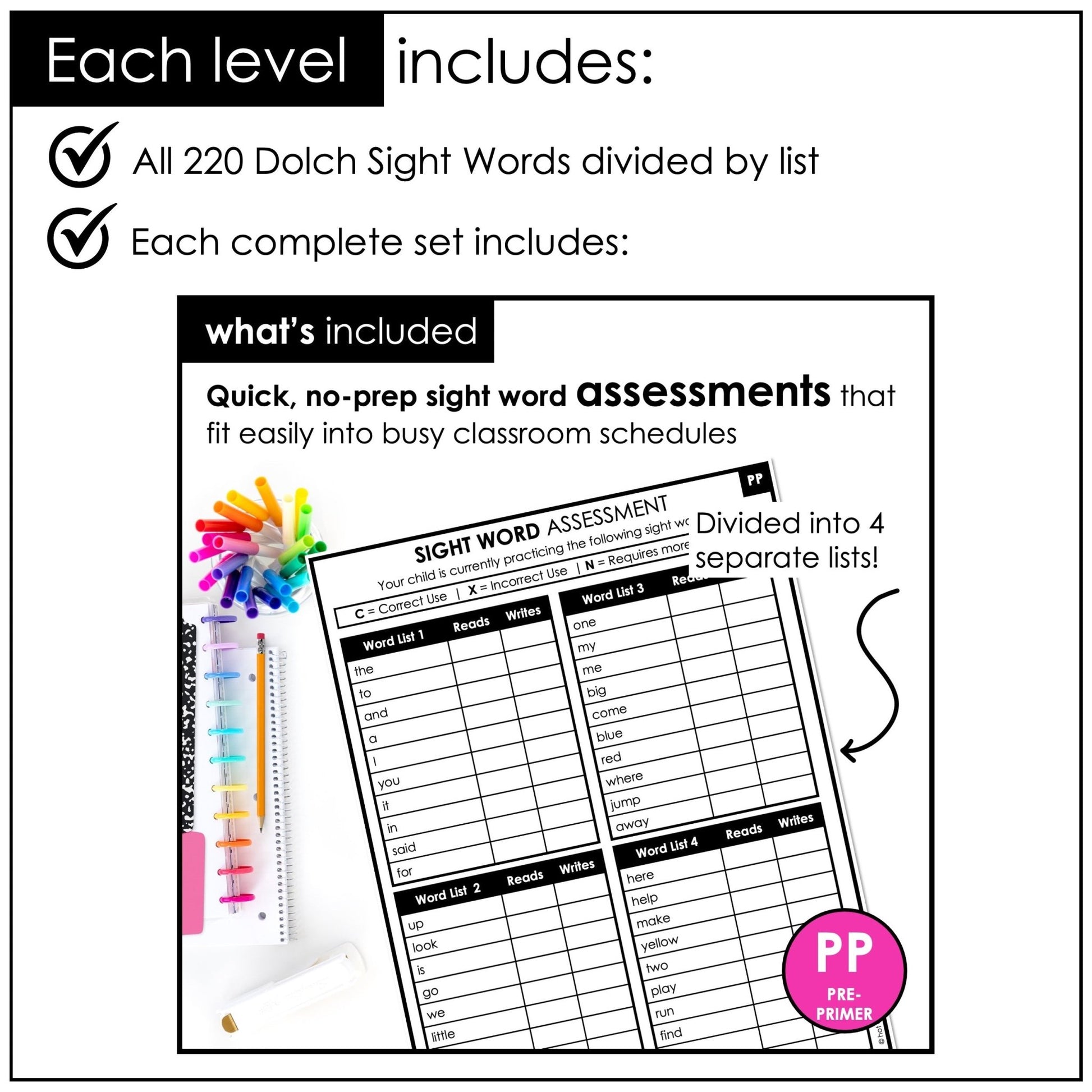 Sight Word Progress Reports BUNDLE | Assessment & Evaluation Tools Pre - Primer through 3rd - Hot Chocolate Teachables