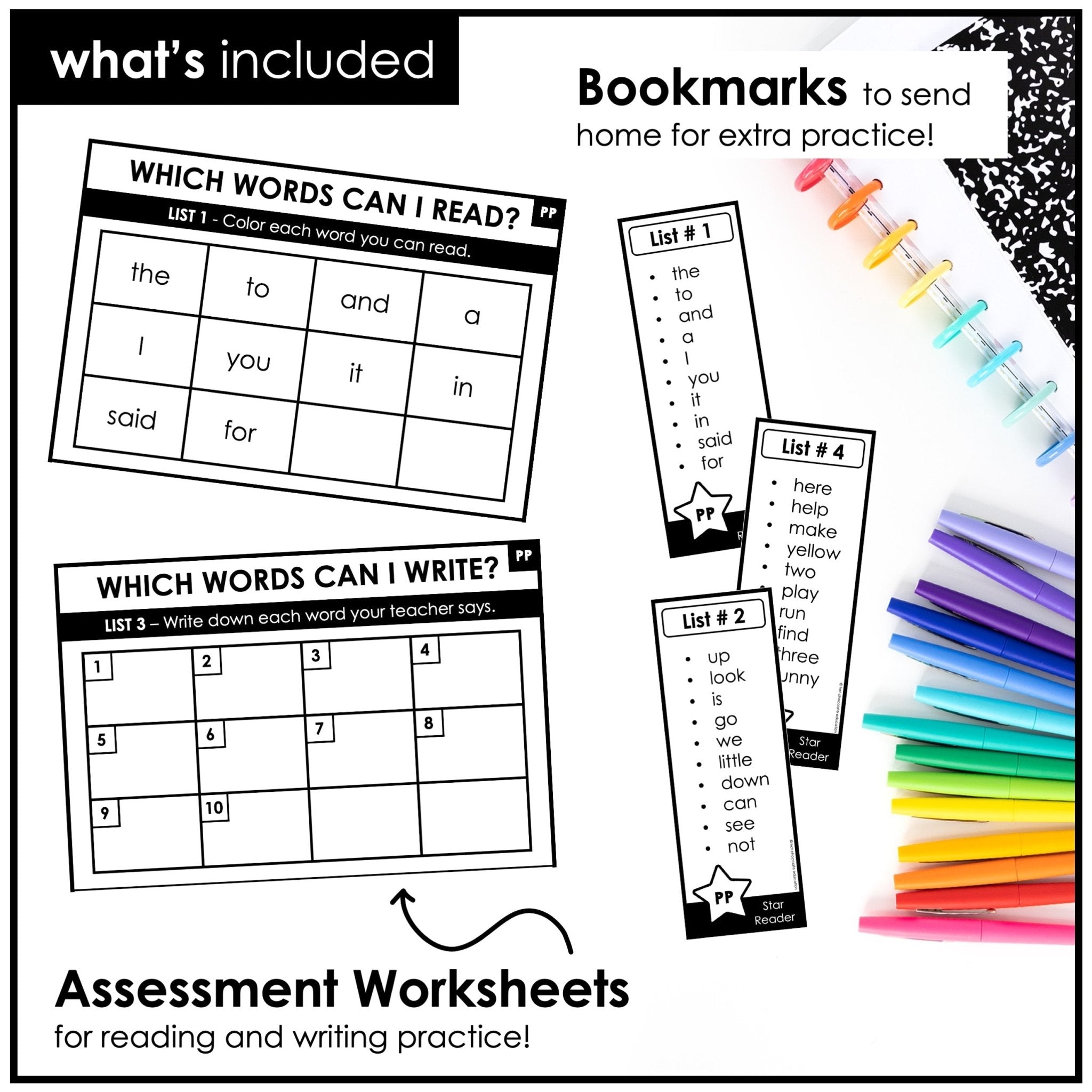 Sight Word Progress Reports - Pre - Primer Words | Assessment & Evaluation Tools + Word Wall - Hot Chocolate Teachables