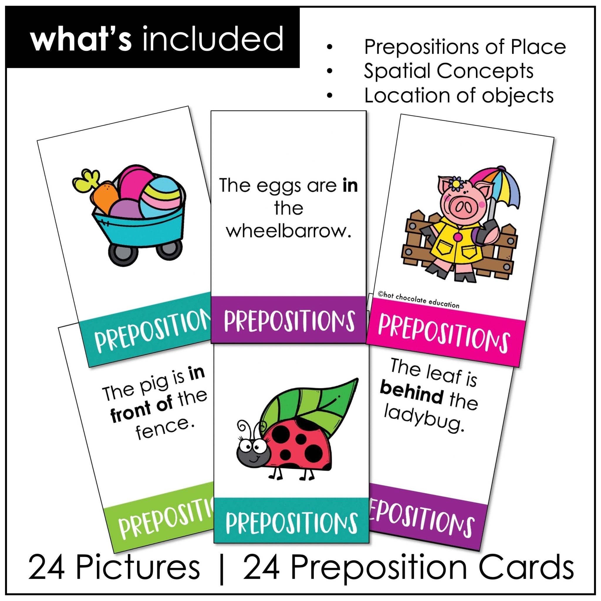 Spring Prepositions of Place Matching Cards: Prepositional Phrase Match - Hot Chocolate Teachables