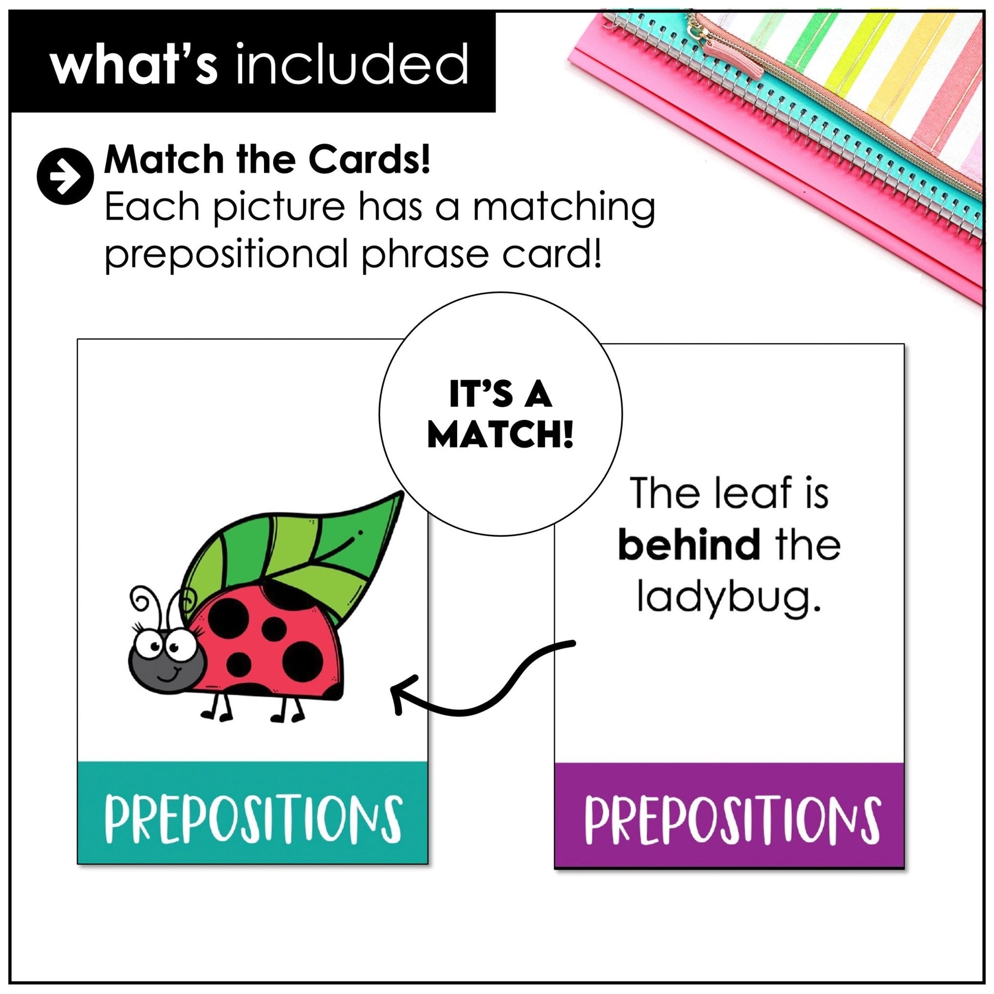 Spring Prepositions of Place Matching Cards: Prepositional Phrase Match - Hot Chocolate Teachables