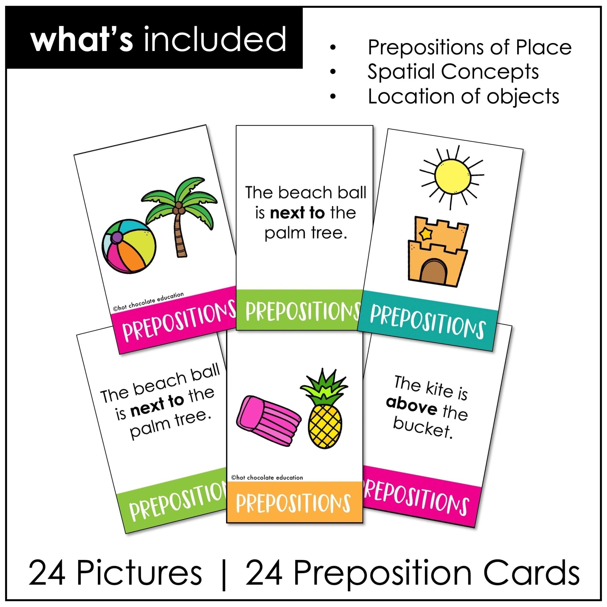 Summer Prepositions of Place Vocabulary – Printable Matching Cards - Hot Chocolate Teachables