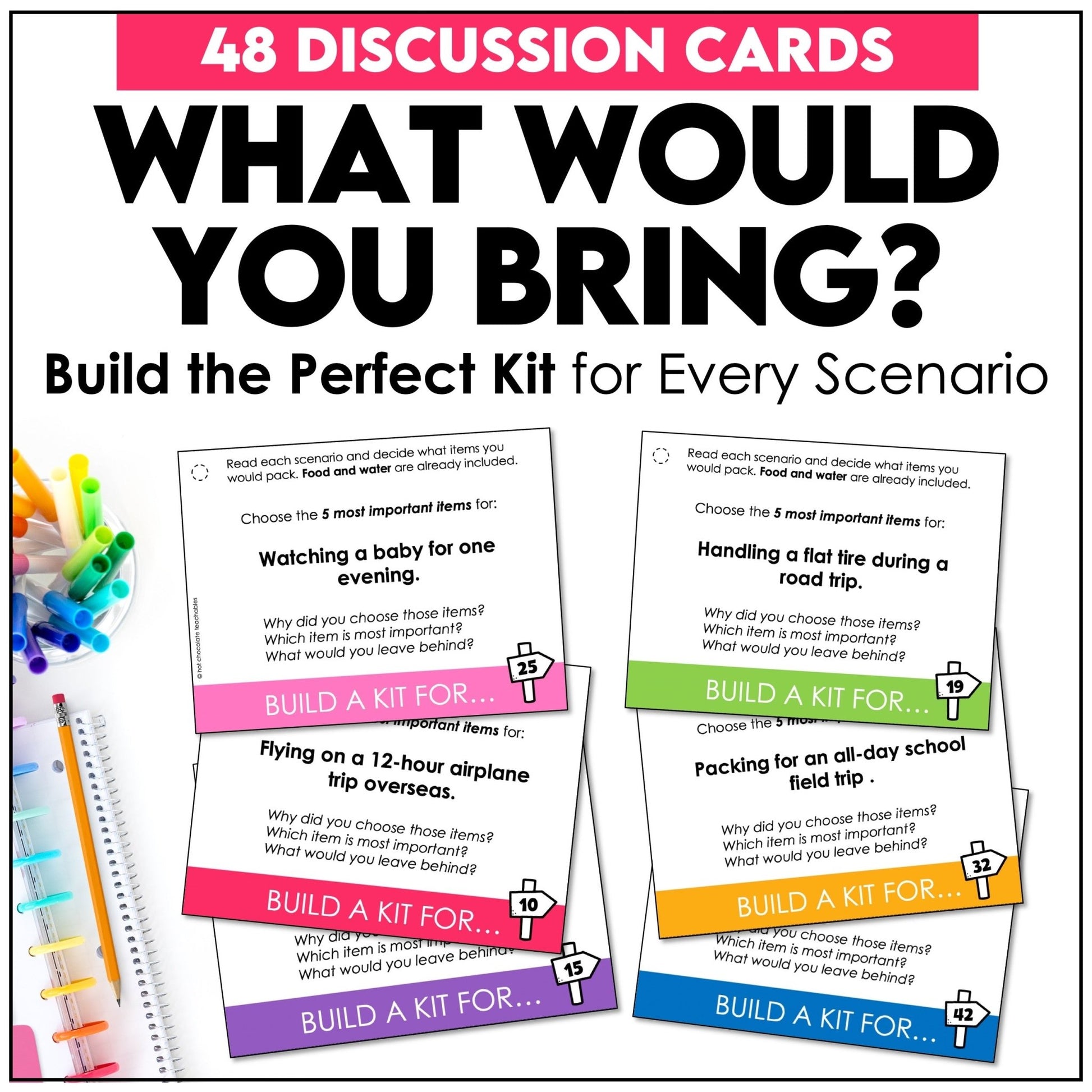 What Would You Pack? Task Cards – Critical Thinking, Problem Solving & Speaking - Hot Chocolate Teachables