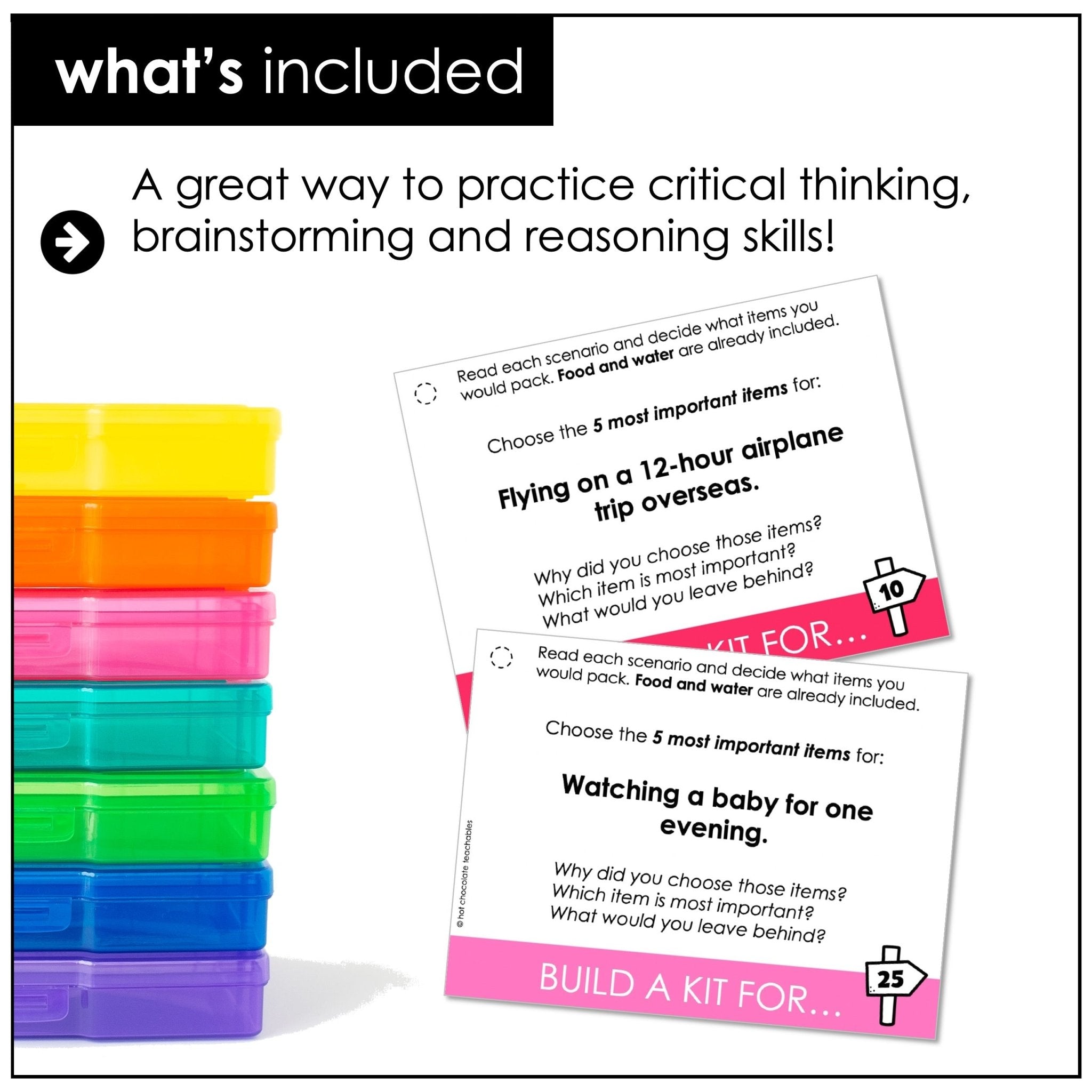 What Would You Pack? Task Cards – Critical Thinking, Problem Solving & Speaking - Hot Chocolate Teachables