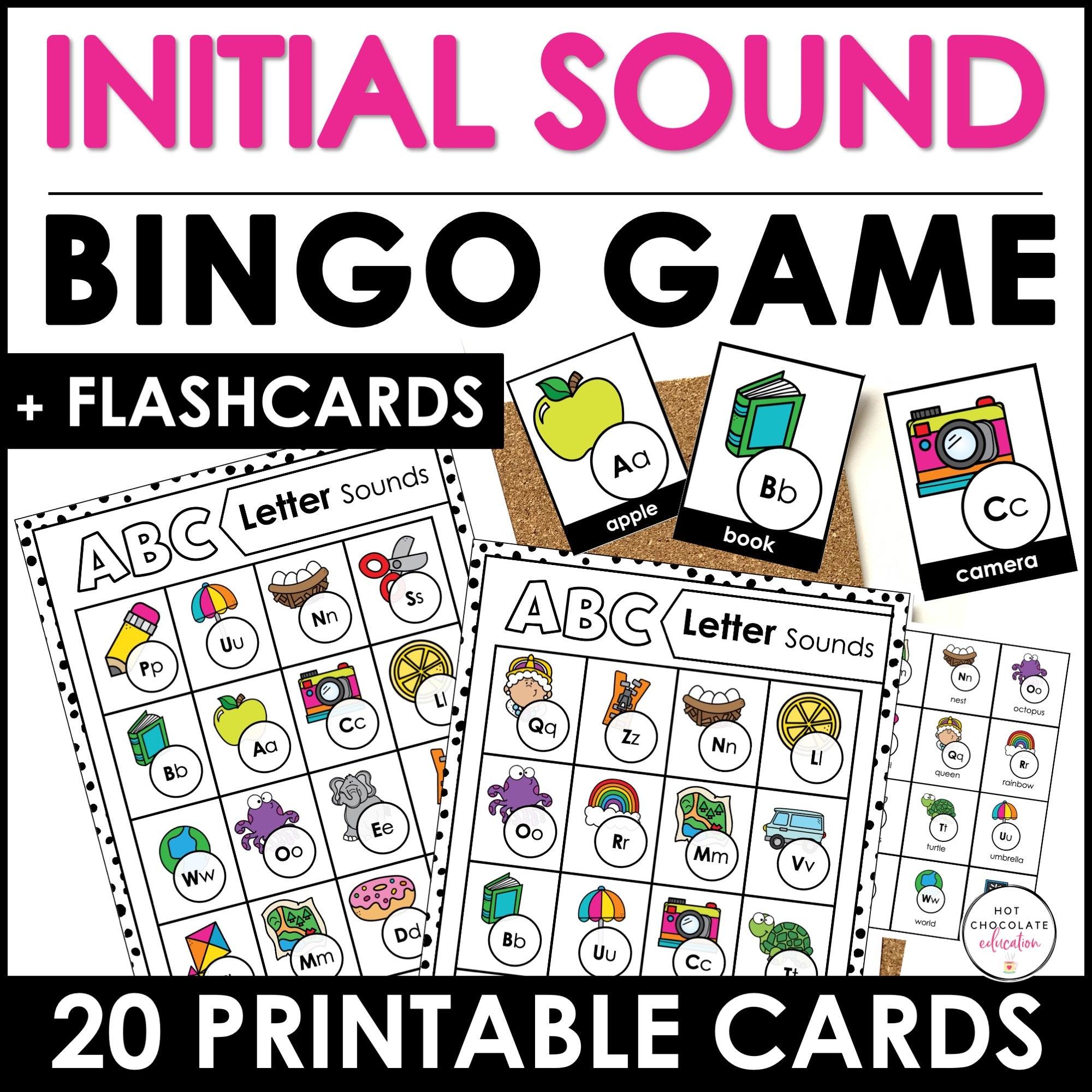 Alphabet Initial Letter Bingo Game – Beginning Sounds Recognition Activity - Hot Chocolate Teachables