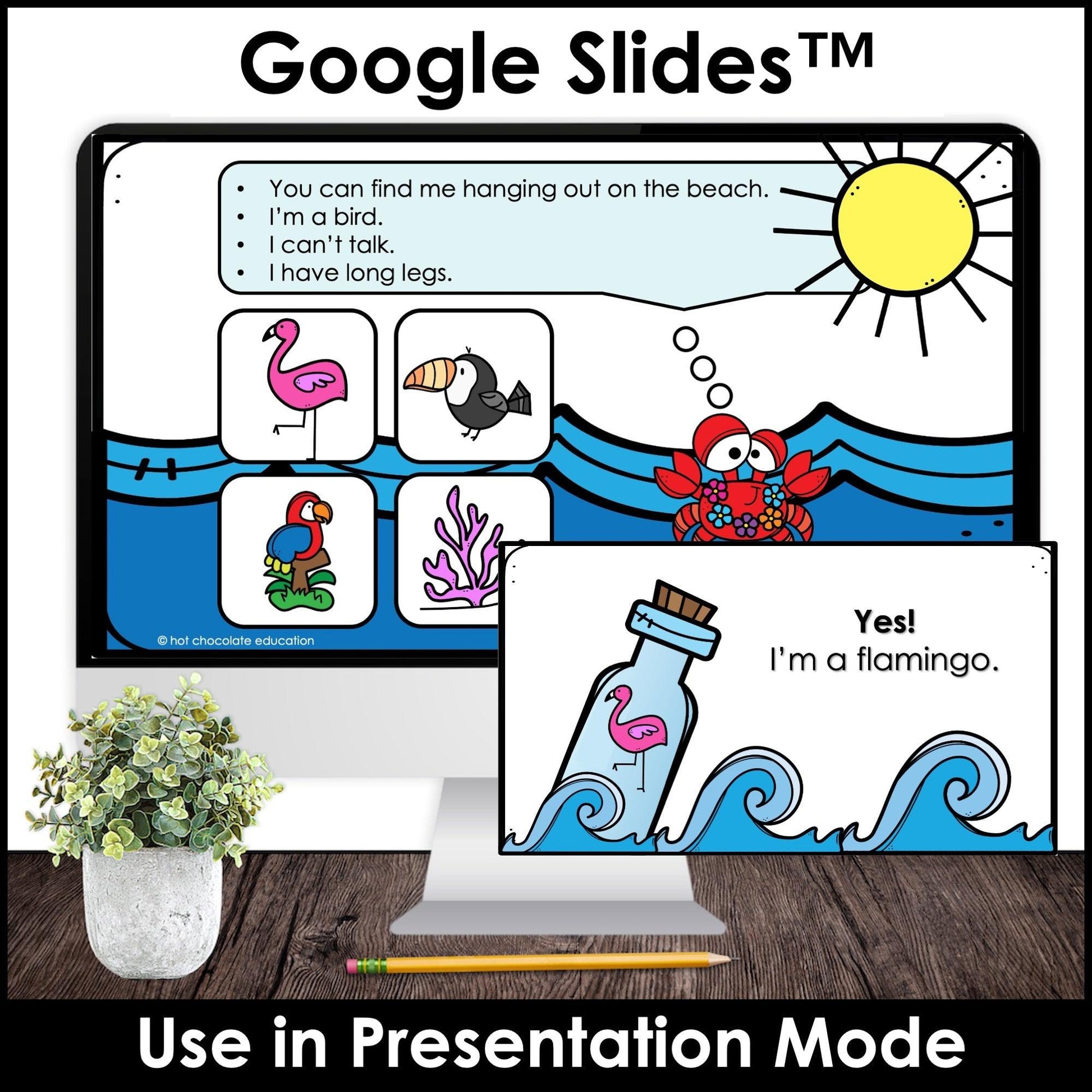 Summer Vocabulary - What am I? Guessing Game | Digital Google Slides™ ready - Hot Chocolate Teachables